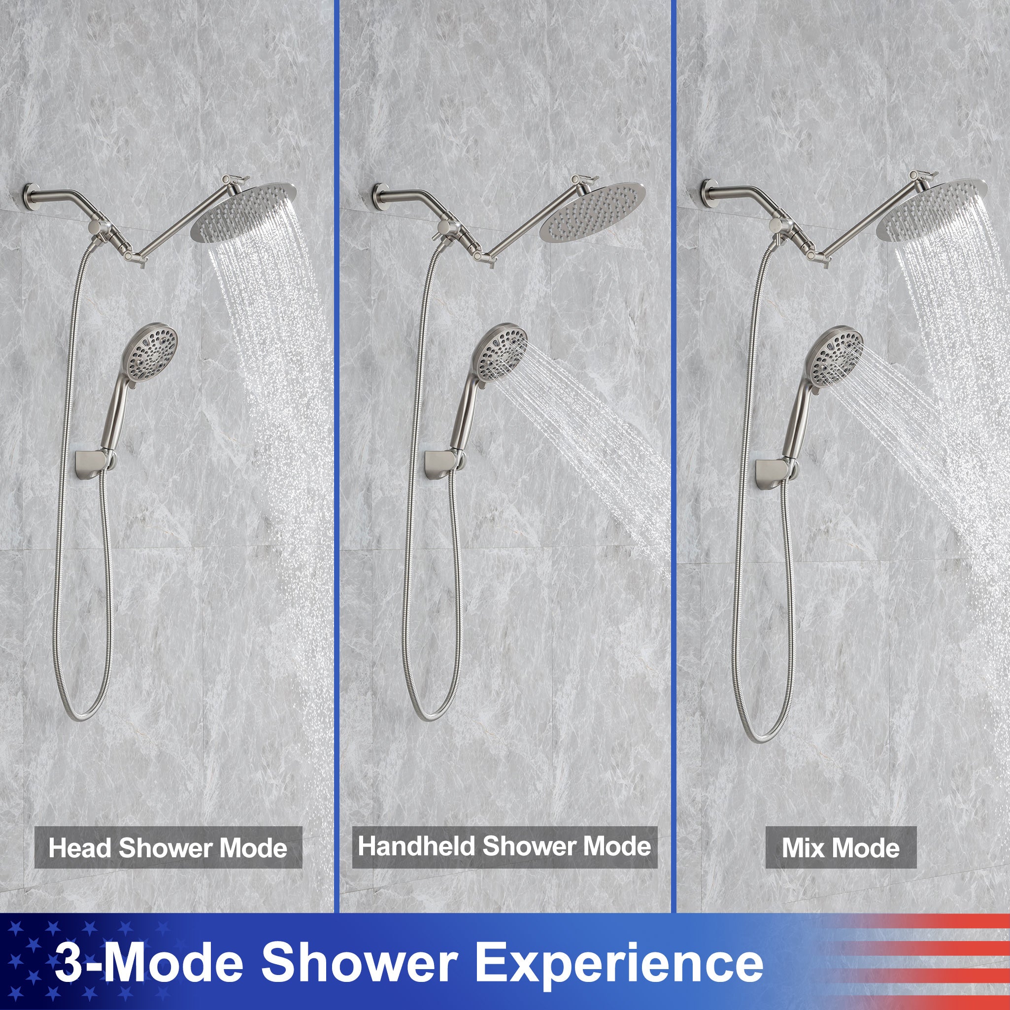 Shower system with Rain Shower Head and Handheld Shower RX2008