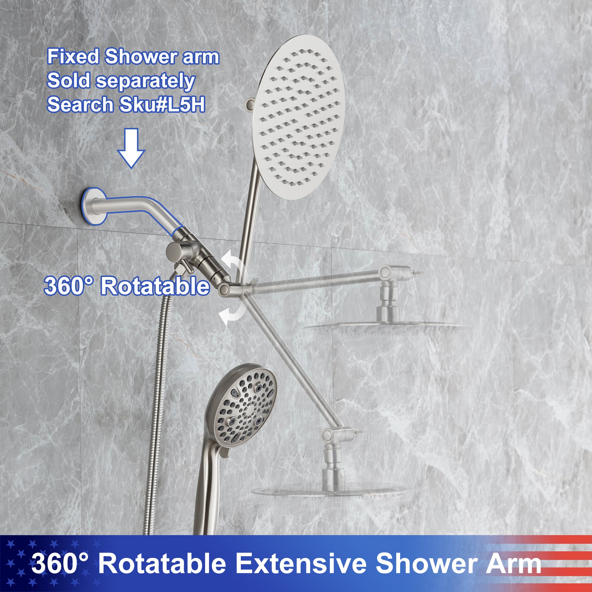 Shower system with Rain Shower Head and Handheld Shower RX2008