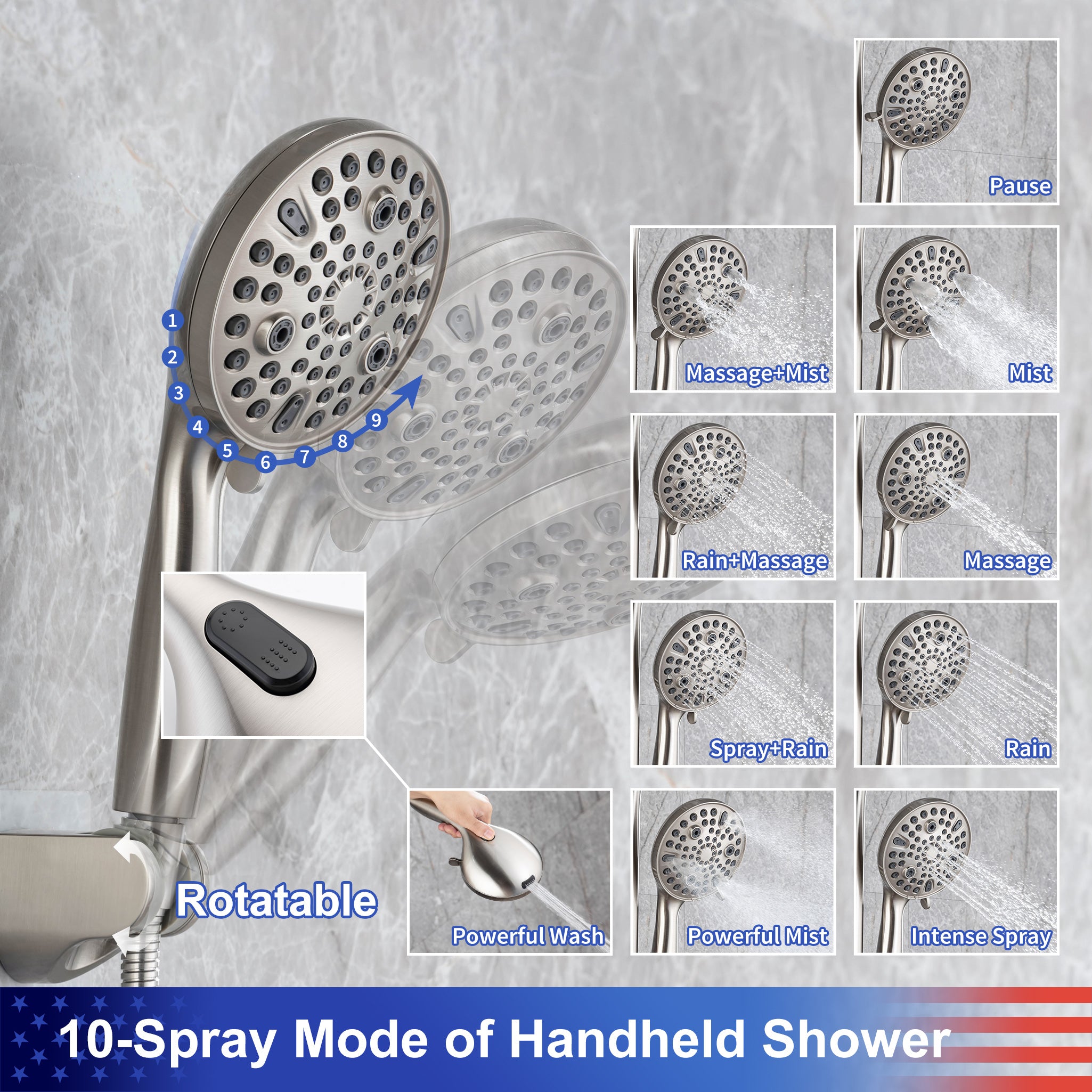 Shower system with Rain Shower Head and Handheld Shower RX2008