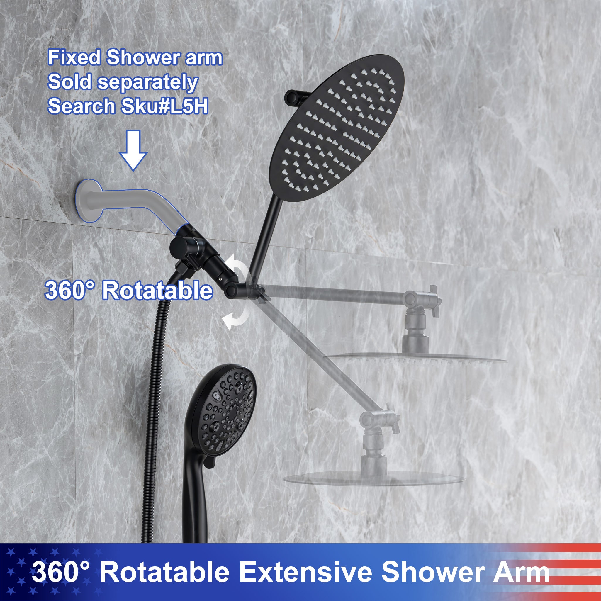 Shower system with Rain Shower Head and Handheld Shower RX2008