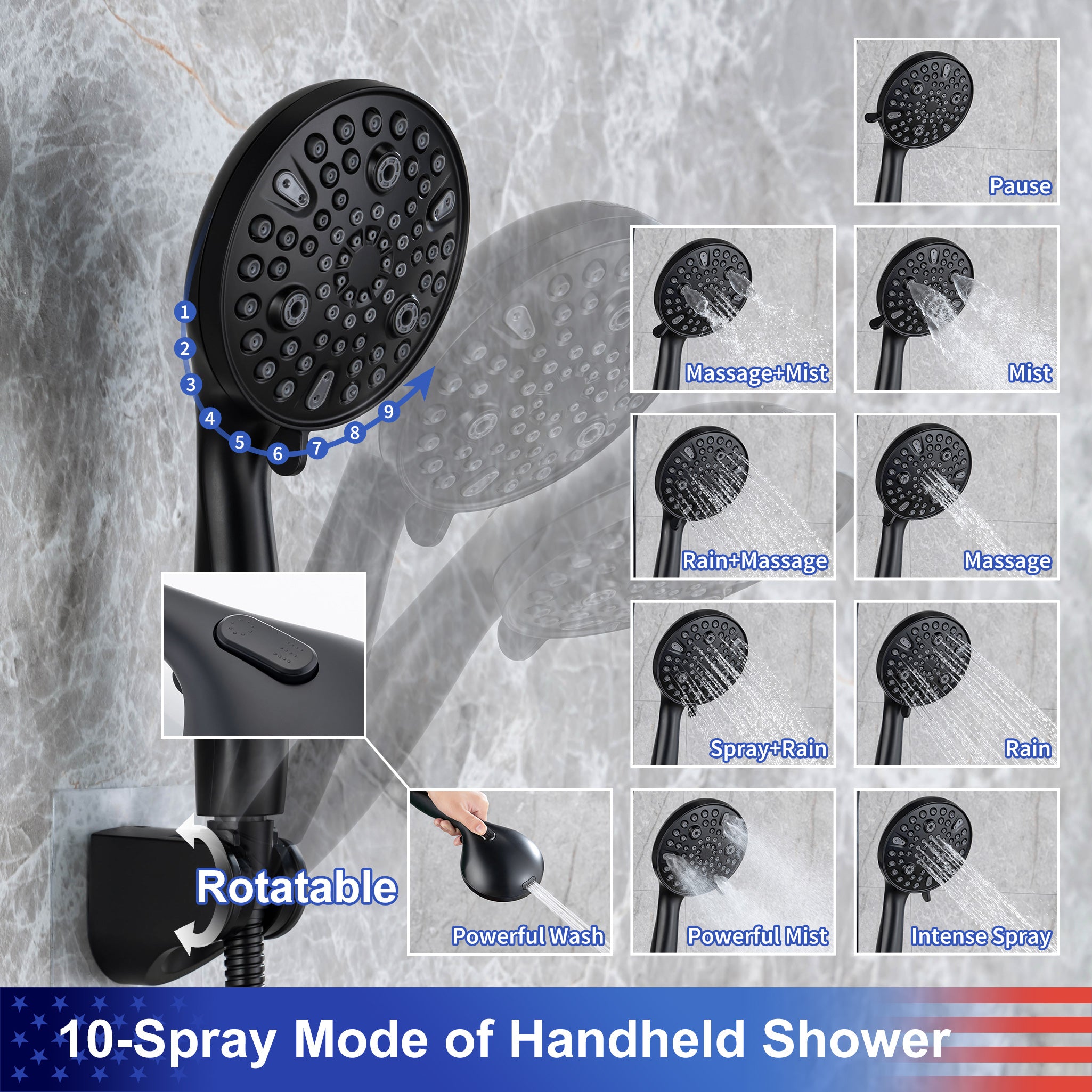 Shower system with Rain Shower Head and Handheld Shower RX2008