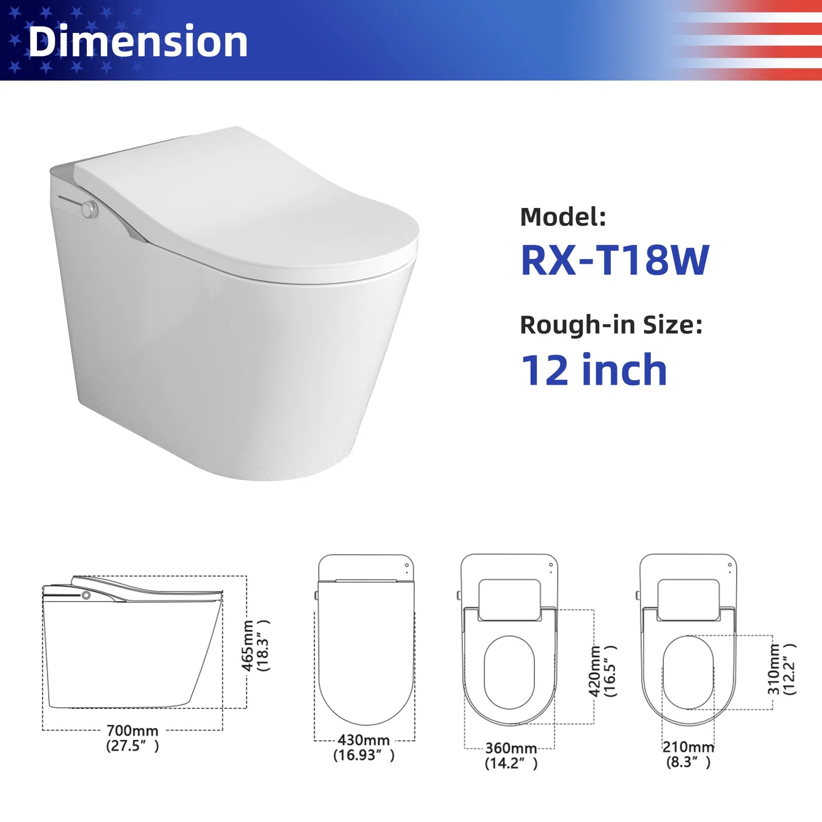 Smart Toilet with bidet built-in RX-T18W