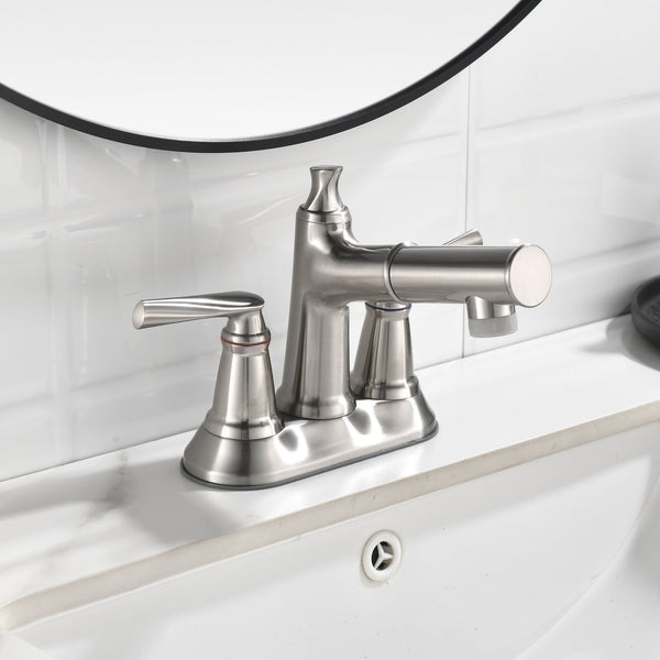 Two-Handle 4" Centerset Pull-Out Bathroom Faucet RX5010