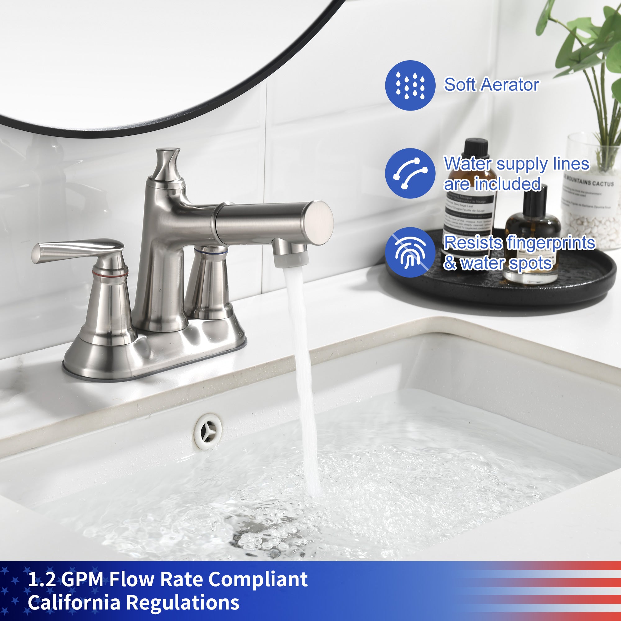 Two-Handle 4" Centerset Pull-Out Bathroom Faucet RX5010