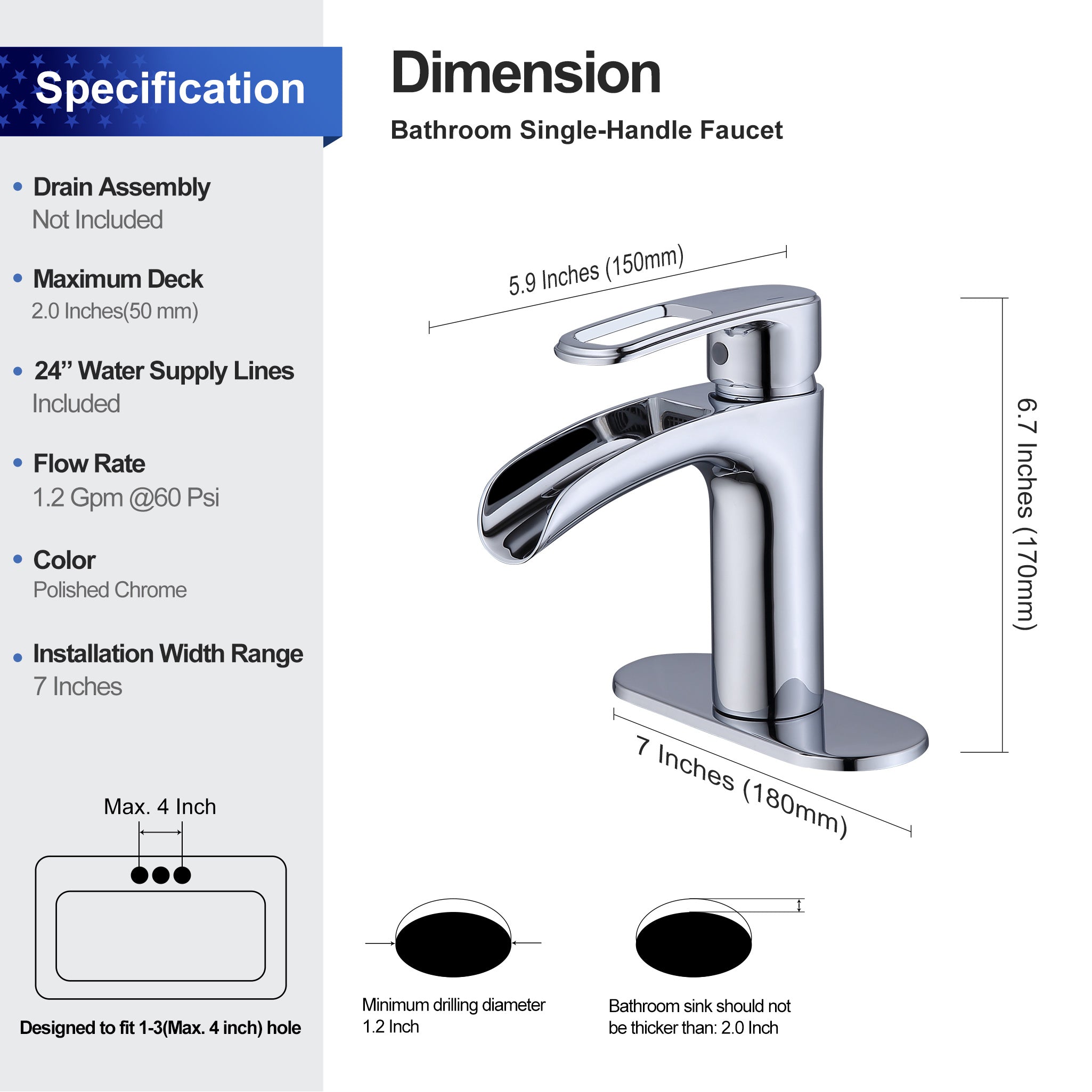 Single-Handle Waterfall Bathroom Faucet RX5301