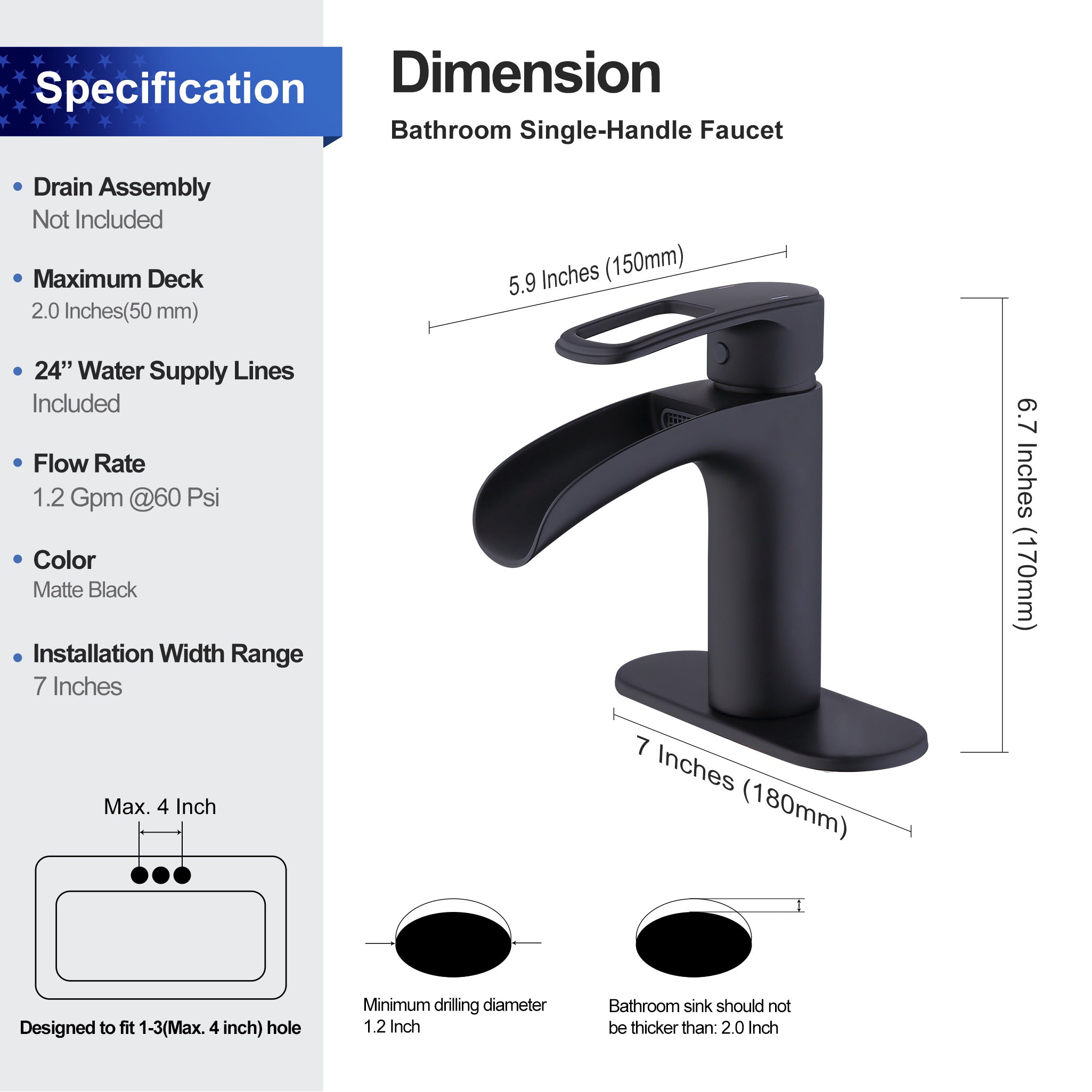 Single-Handle Waterfall Bathroom Faucet RX5301