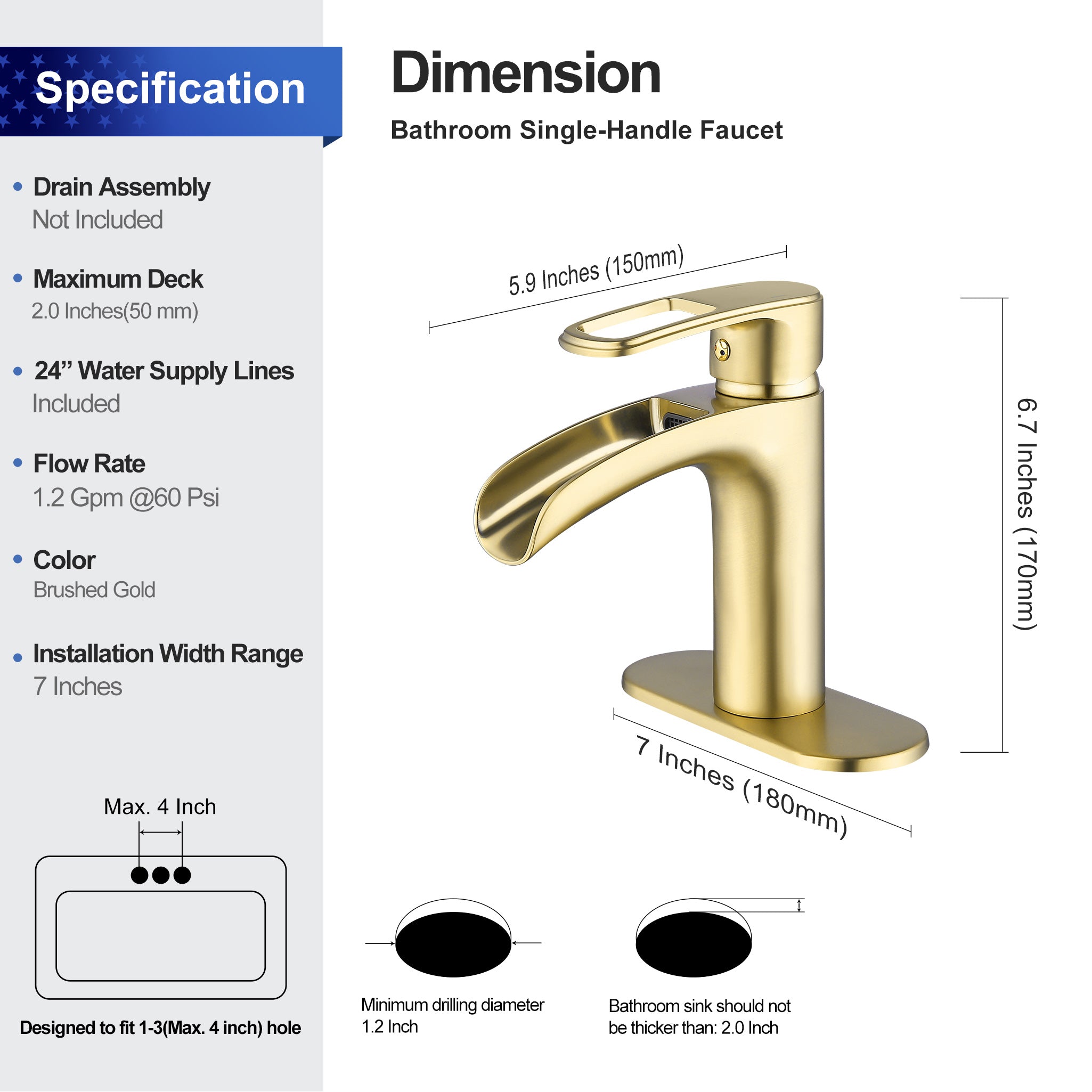 Single-Handle Waterfall Bathroom Faucet RX5301