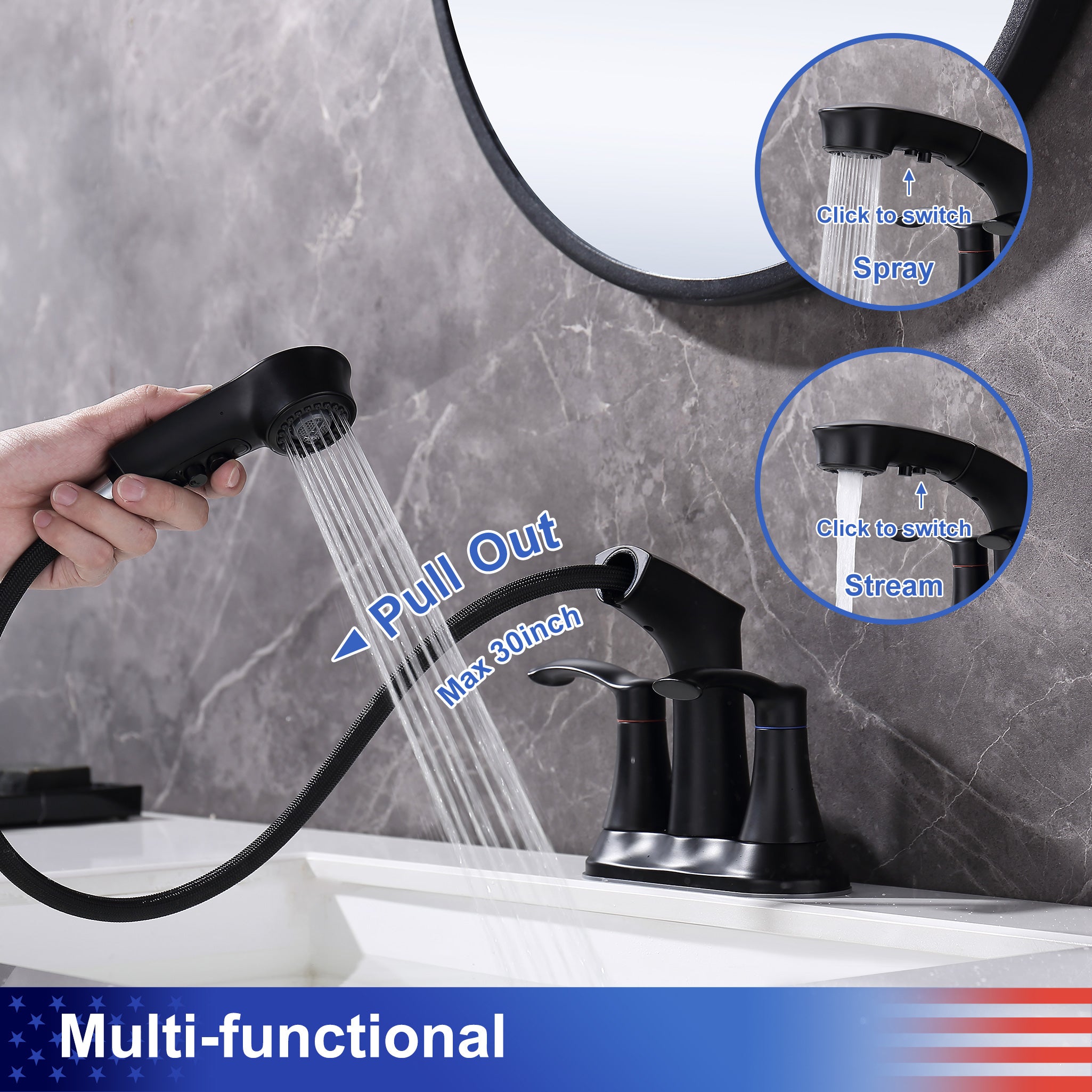 Centerset 2-Handle Pull-Out Bathroom Faucet RX5501