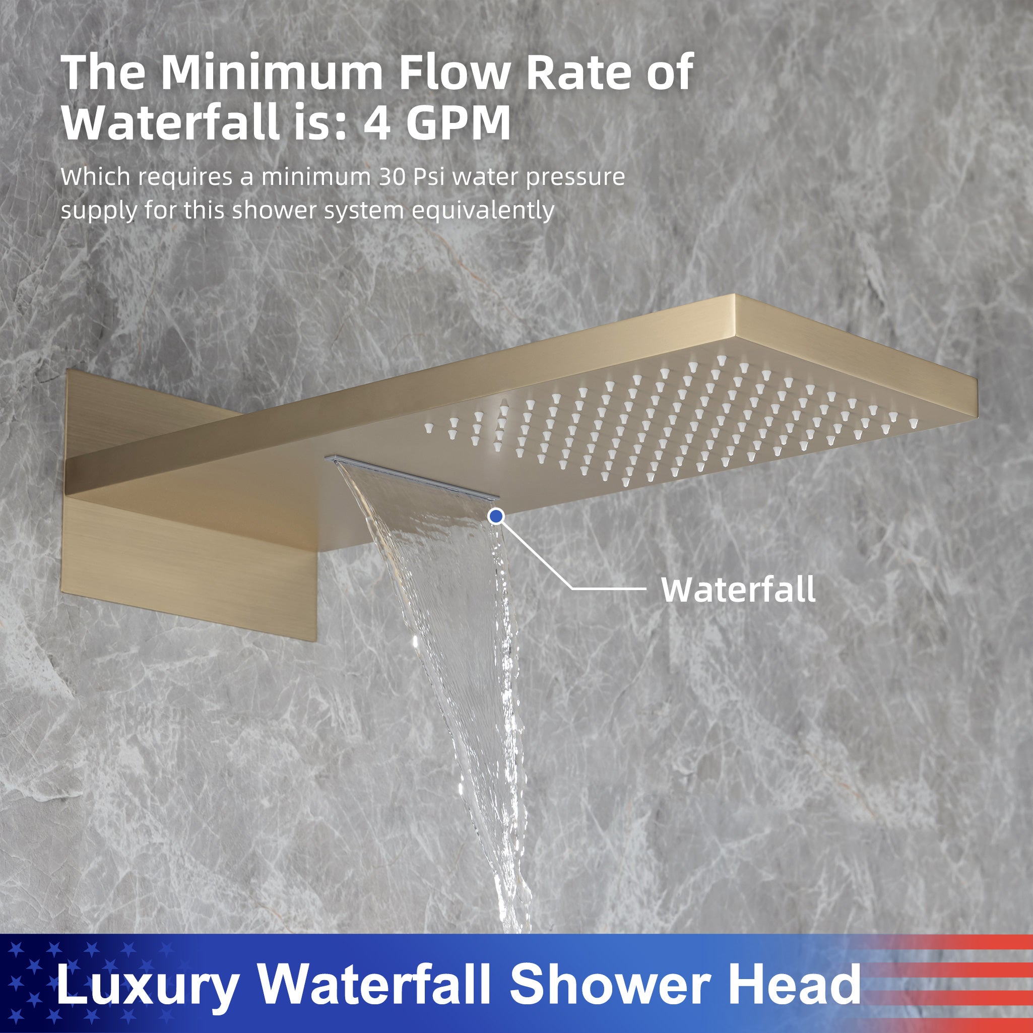 21.5"L Shower Head 3-way Wall-Mount Rectangle Shower Faucet with Rough-in Valve RX93108