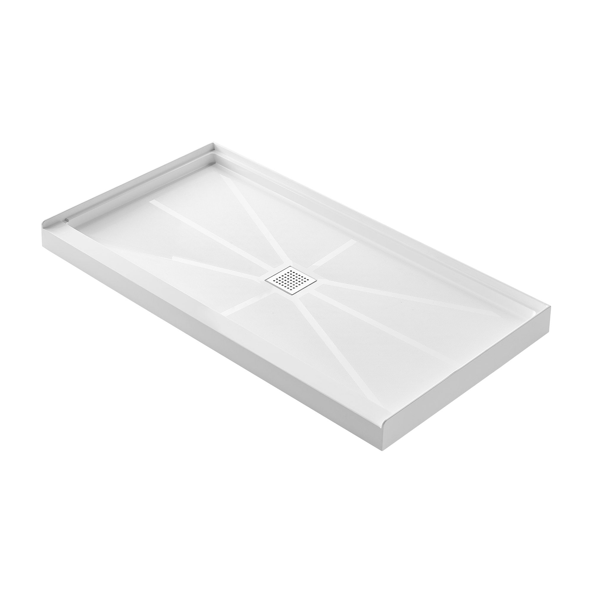 Single Threshold Shower Pan Base with Center Drain Assembly and Drain Cover Included, Non-Slip design RX-B02