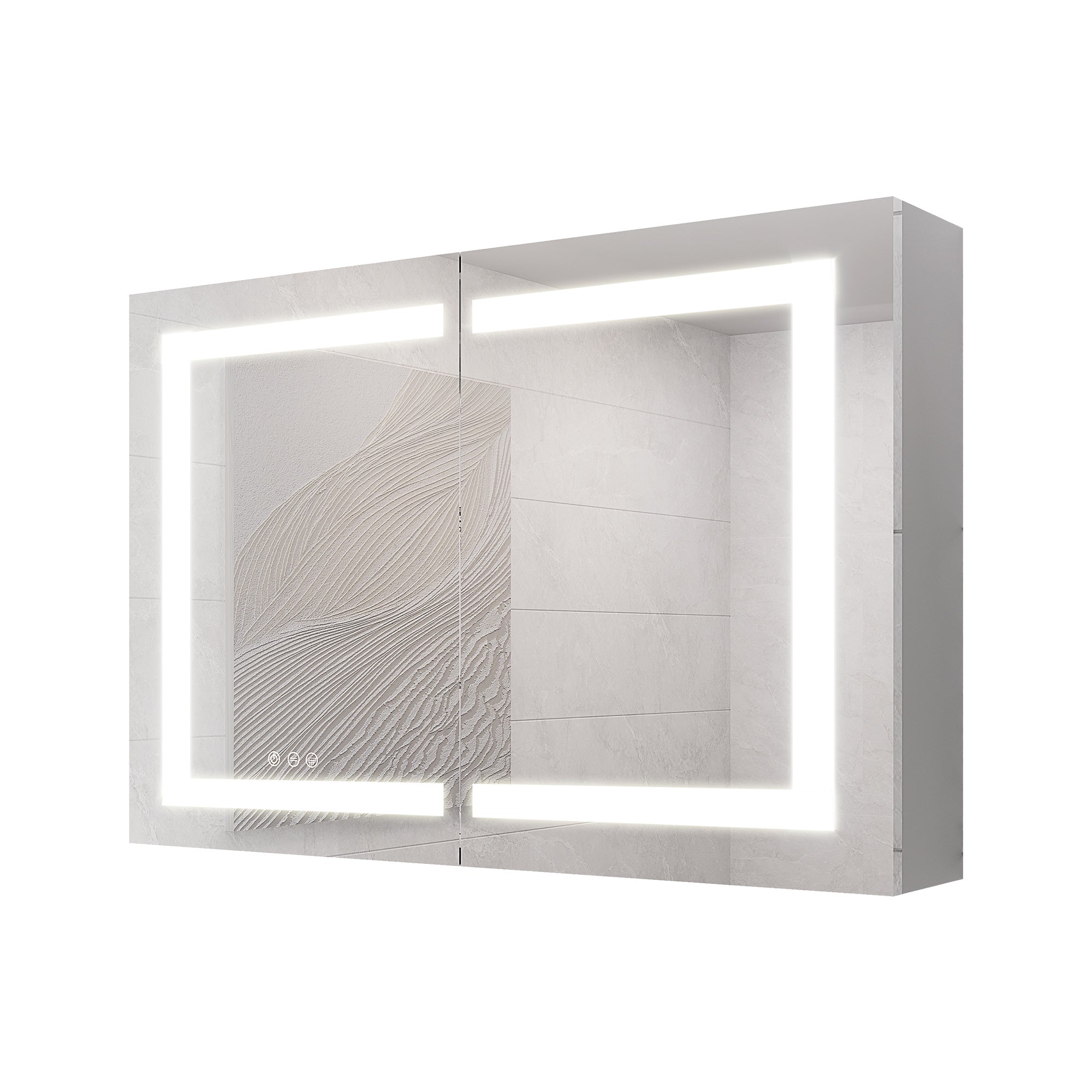 36 in W. x 24 in H. LED Lighting Surface Mount Medicine Cabinet with Mirror Defogger and 2 Adjustable shelves RX-MC01-2436