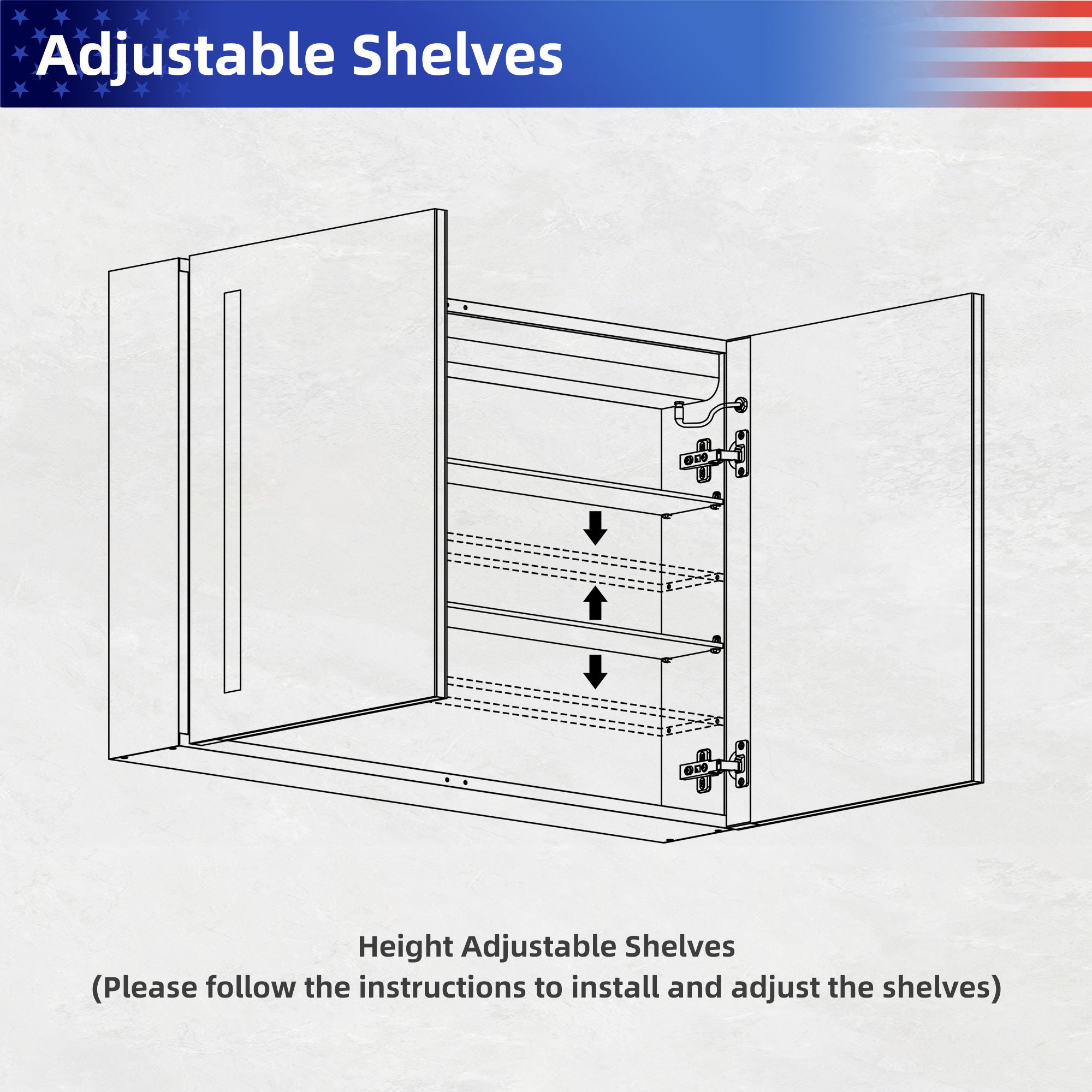 Armoire à pharmacie à montage en surface avec éclairage à DEL de 20 po de largeur x 28 po de hauteur, avec miroir antibuée et 2 étagères réglables RX-MC04-2820