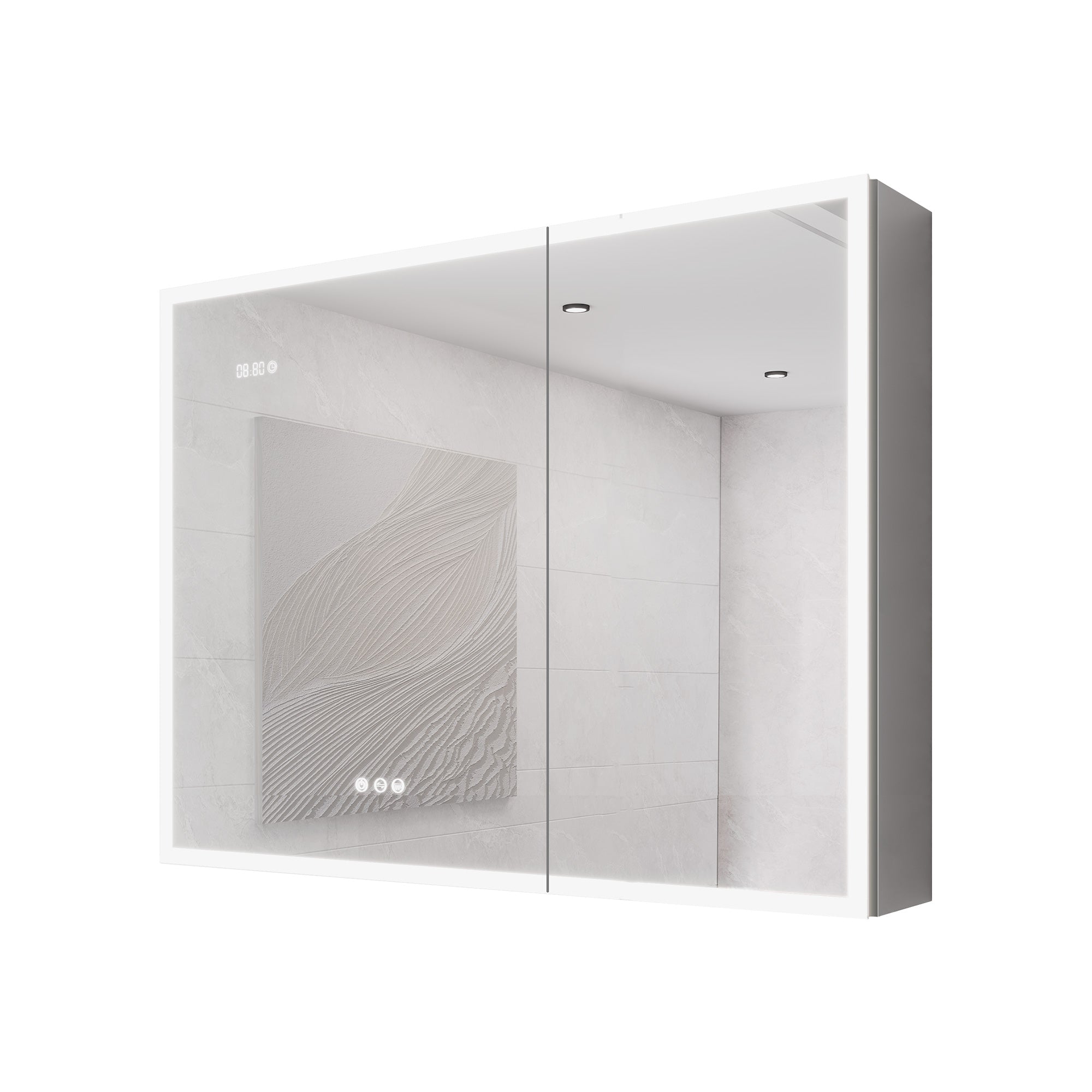 36 in W. x 24 in H. LED Lighting Surface Mount Medicine Cabinet with Mirror Defogger and 2 Adjustable shelves RX-MC05-2436