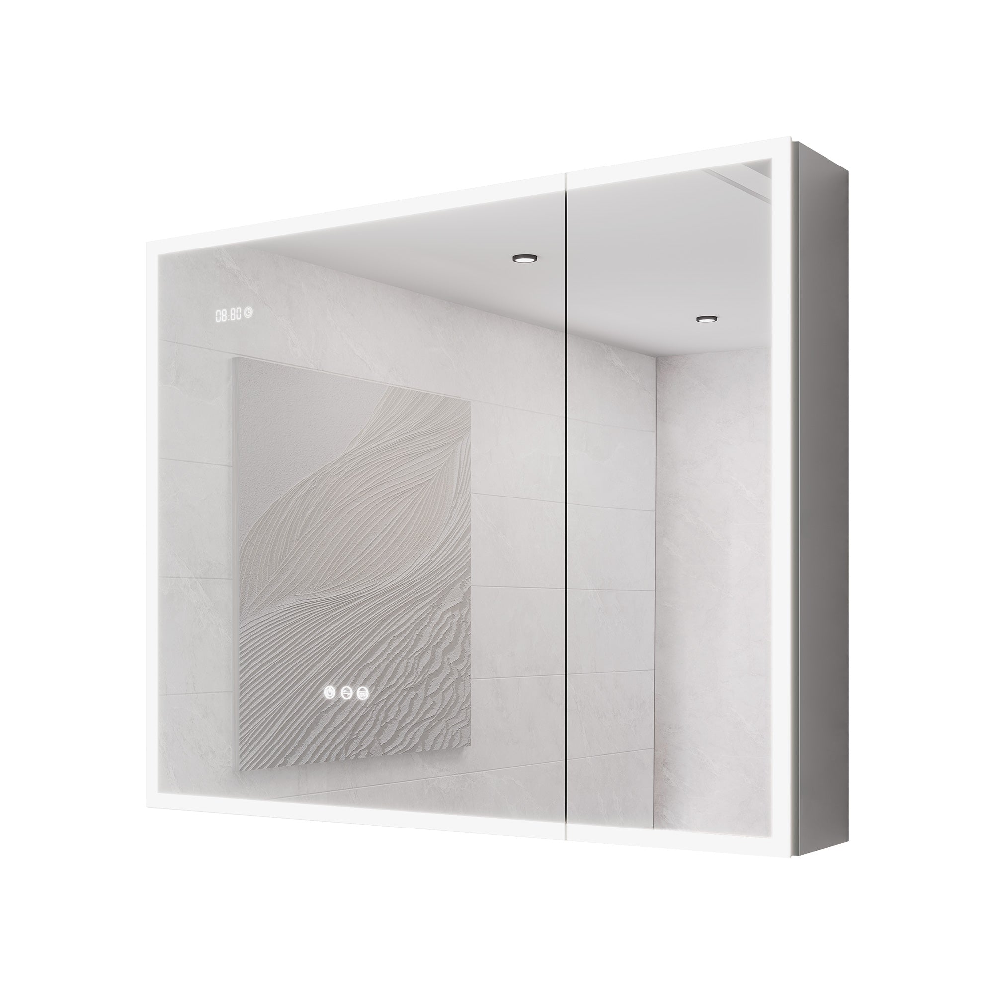 36 in W. x 30 in H. LED Lighting Surface Mount Medicine Cabinet with Mirror Defogger and 2 Adjustable shelves RX-MC05-3036