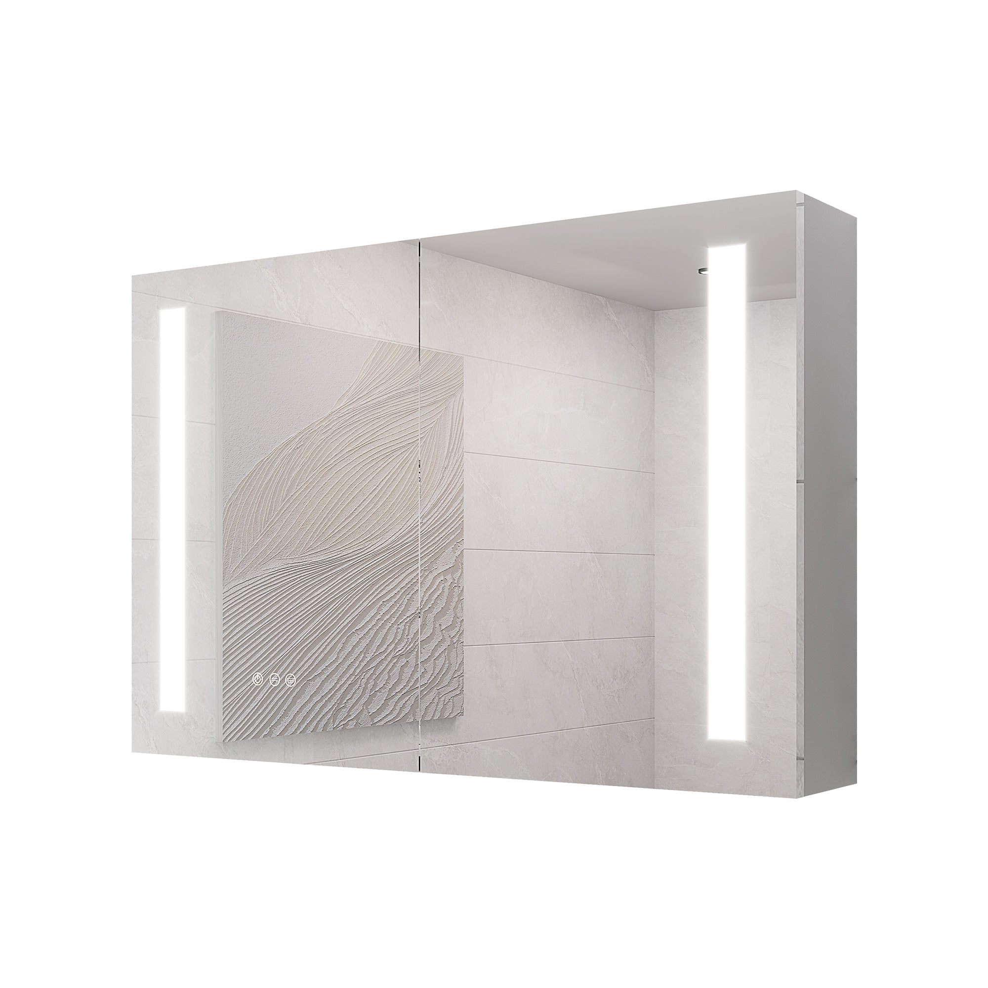 36 in W. x 24 in H. LED Lighting Surface Mount Medicine Cabinet with Mirror Defogger and 2 Adjustable shelves RX-MC06-2436