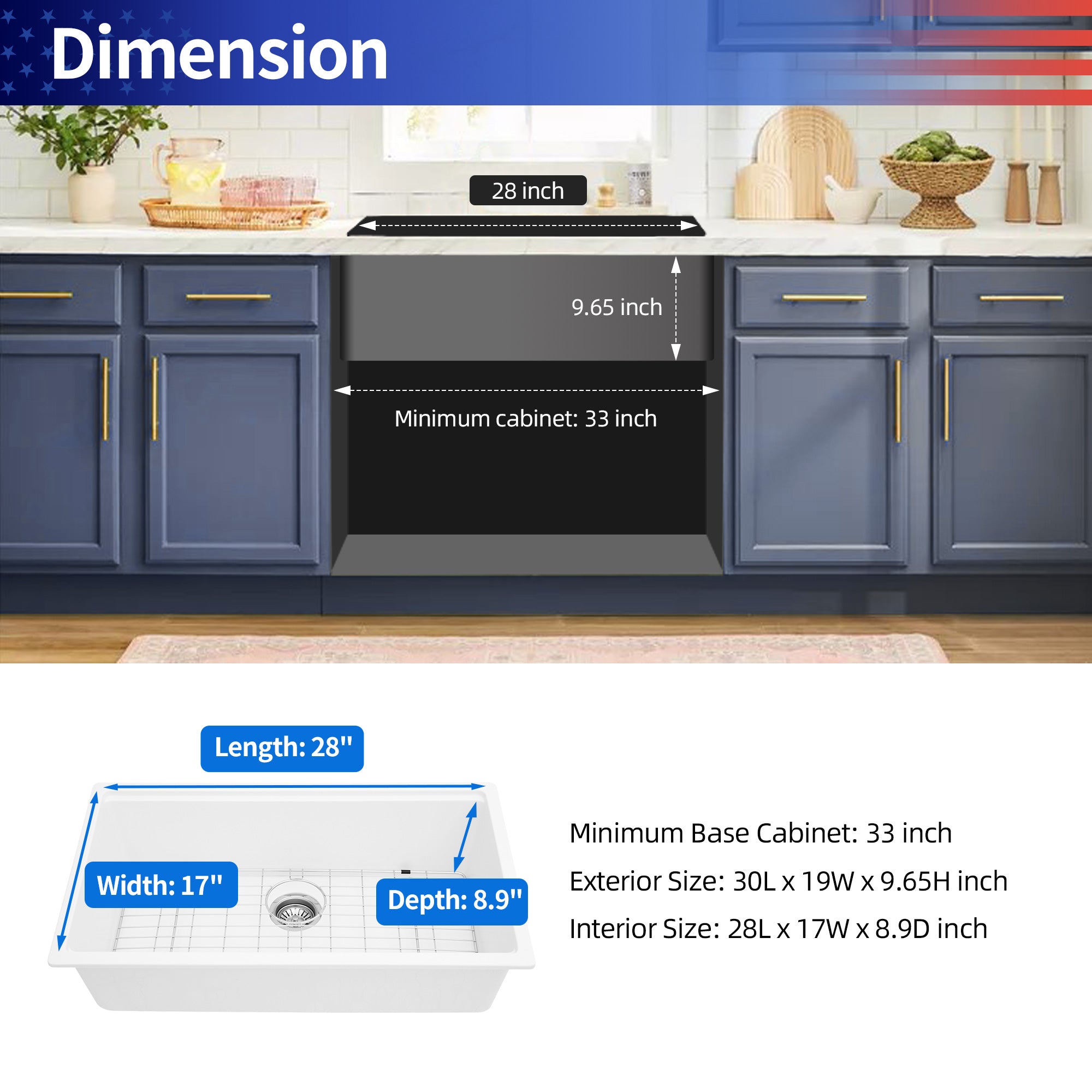 30" x 19" Undermount Single Bowl Quartz/Granite Composite Kitchen Sink with Workstation in Matte White RX-QS01-3019W