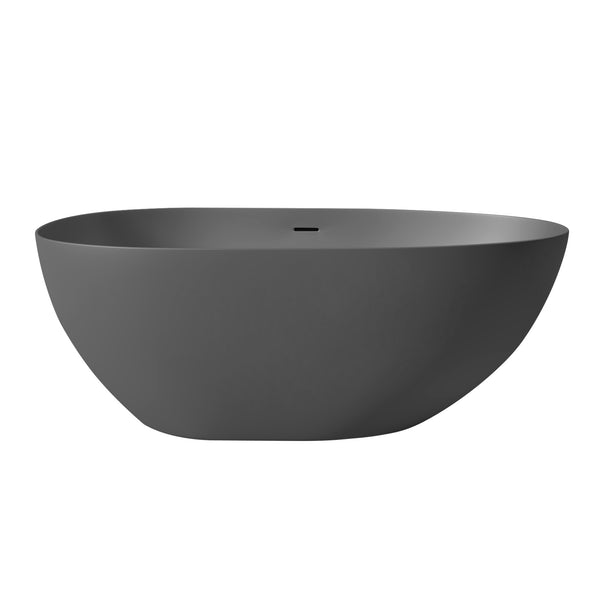 59" Oval Shaped Freestanding Solid Surface Soaking Bathtub with Overflow RX-S01-59DG