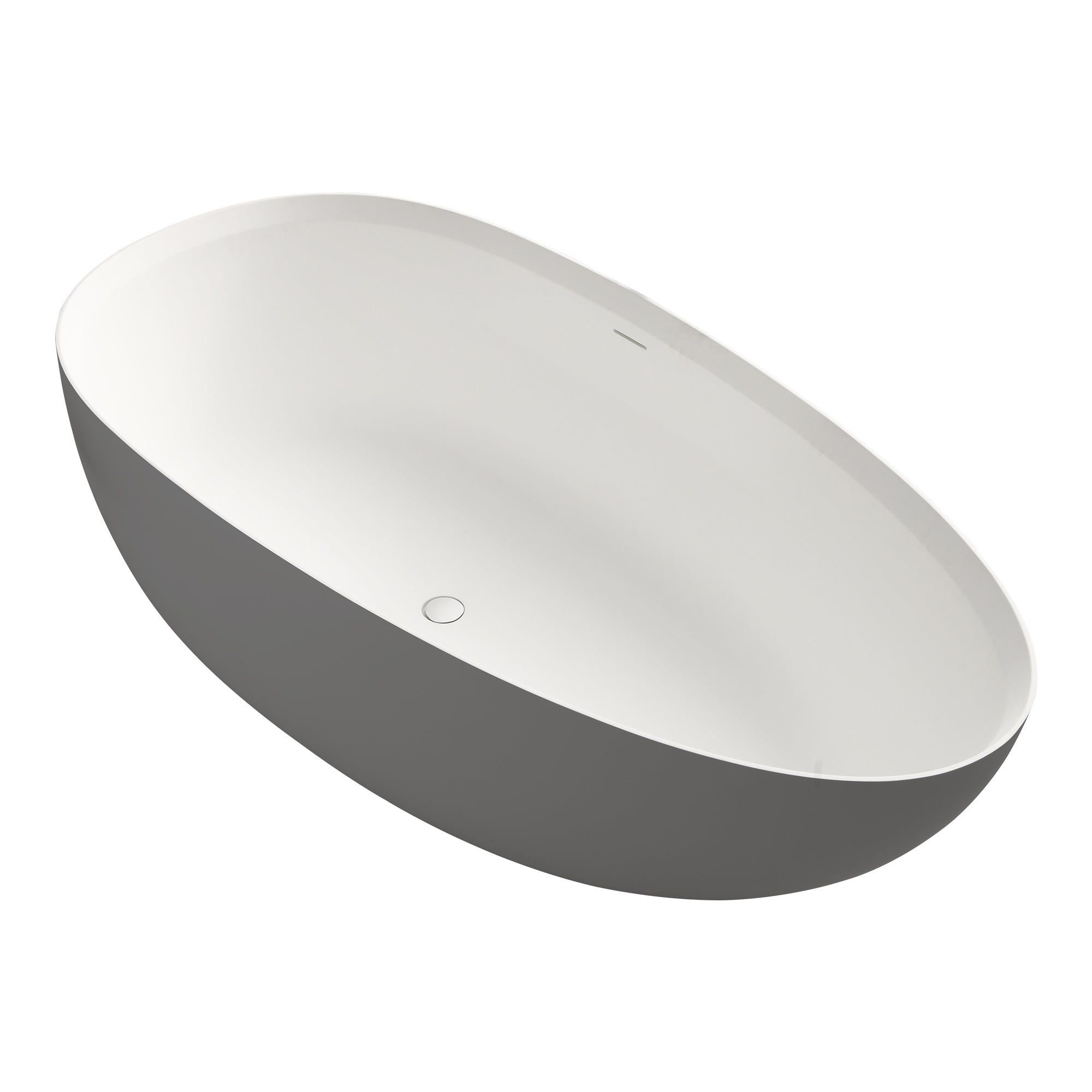 71" Egg Shaped Freestanding Solid Surface Soaking Bathtub with Overflow RX-S01-71GW