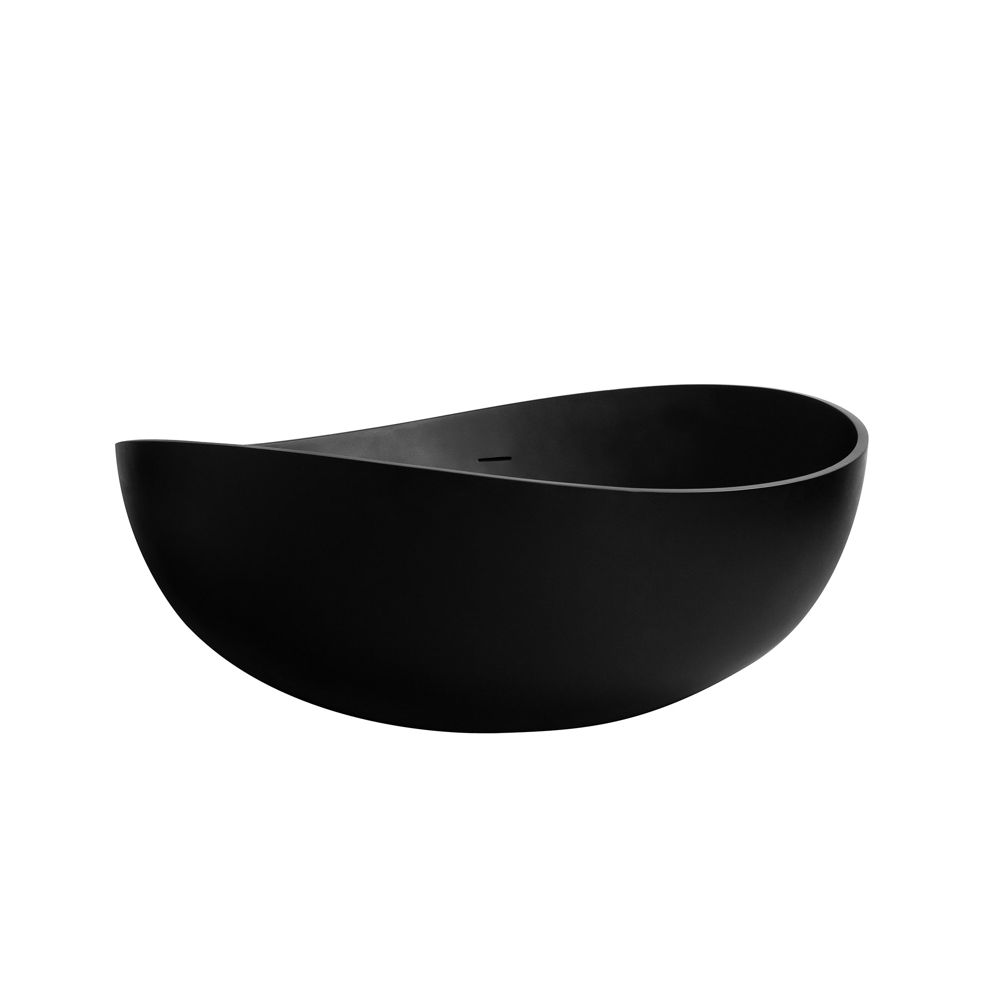 63" Oval Shaped Freestanding Solid Surface Soaking Bathtub with Overflow in Black RX-S04-63MB