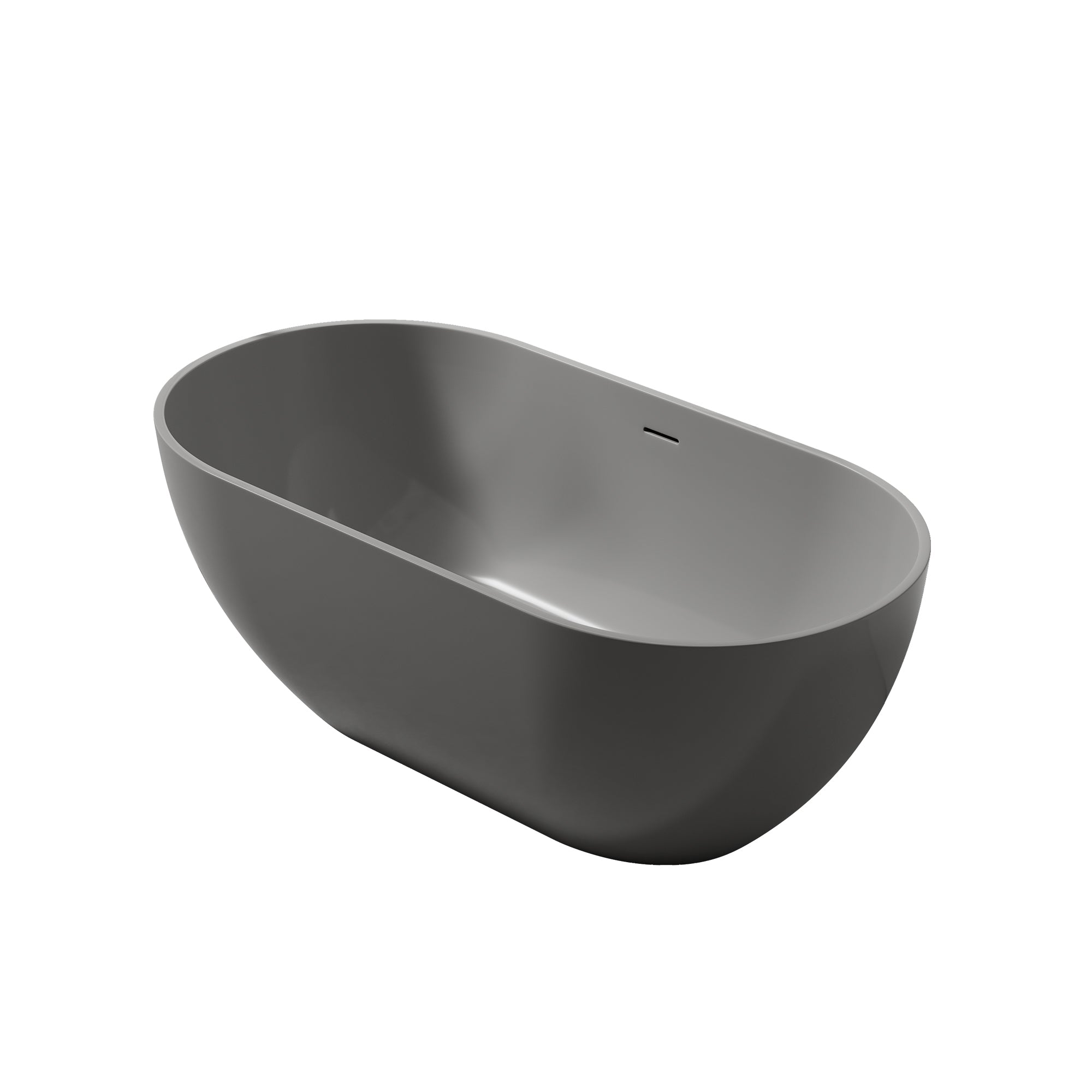 59" Oval Shaped Freestanding Solid Surface Soaking Bathtub with Overflow RX-S05-59DG