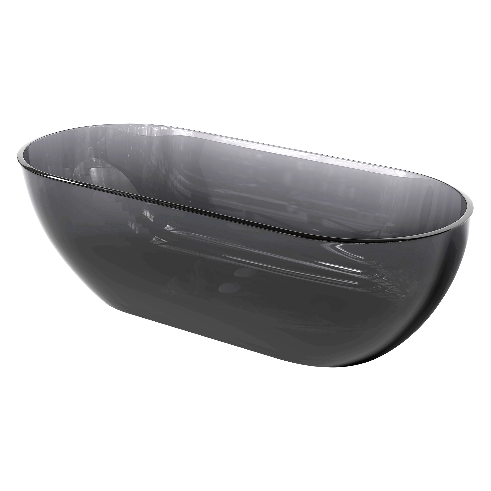 Baignoire autoportante ovale de 69 po en surface solide en noir transparent RX-S05-69TG