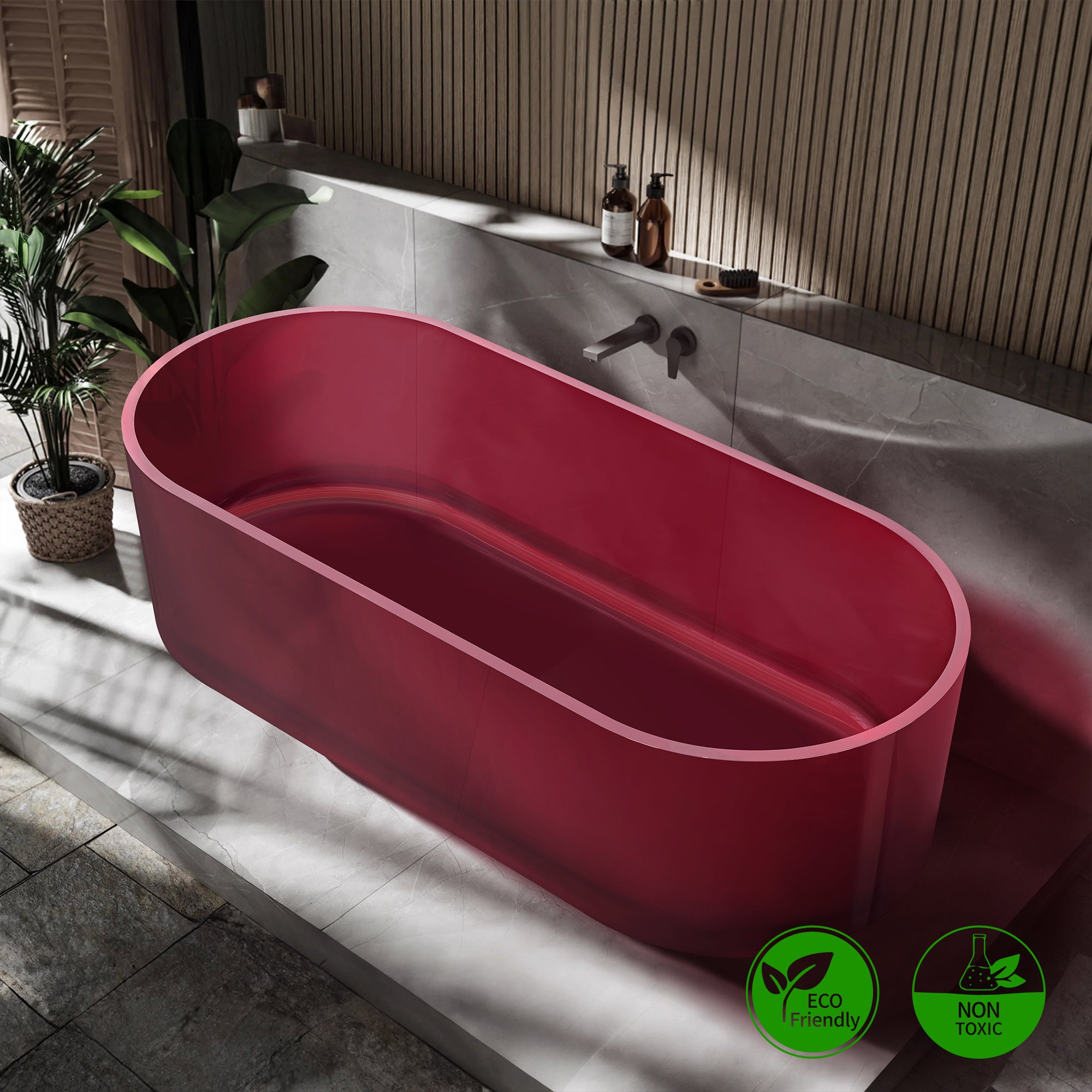 Baignoire autoportante ovale de 67 po à surface solide RX-S09-67CR