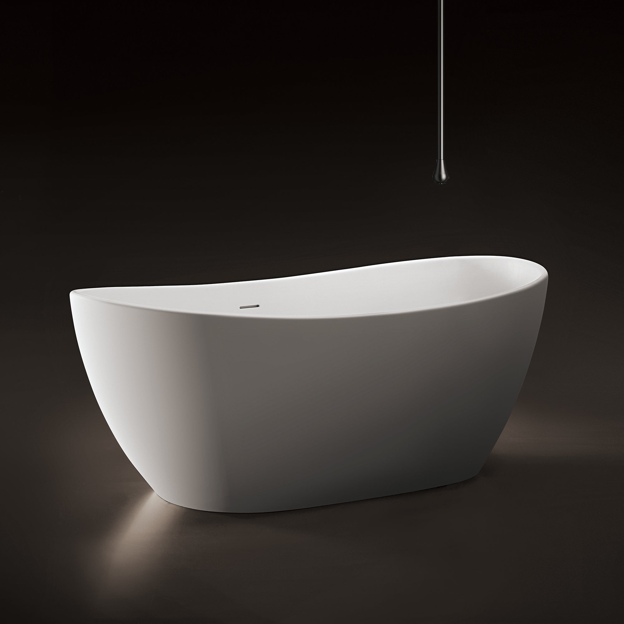 63" Freestanding Soaking Solid Surface Bathtub in White RX-S18-63