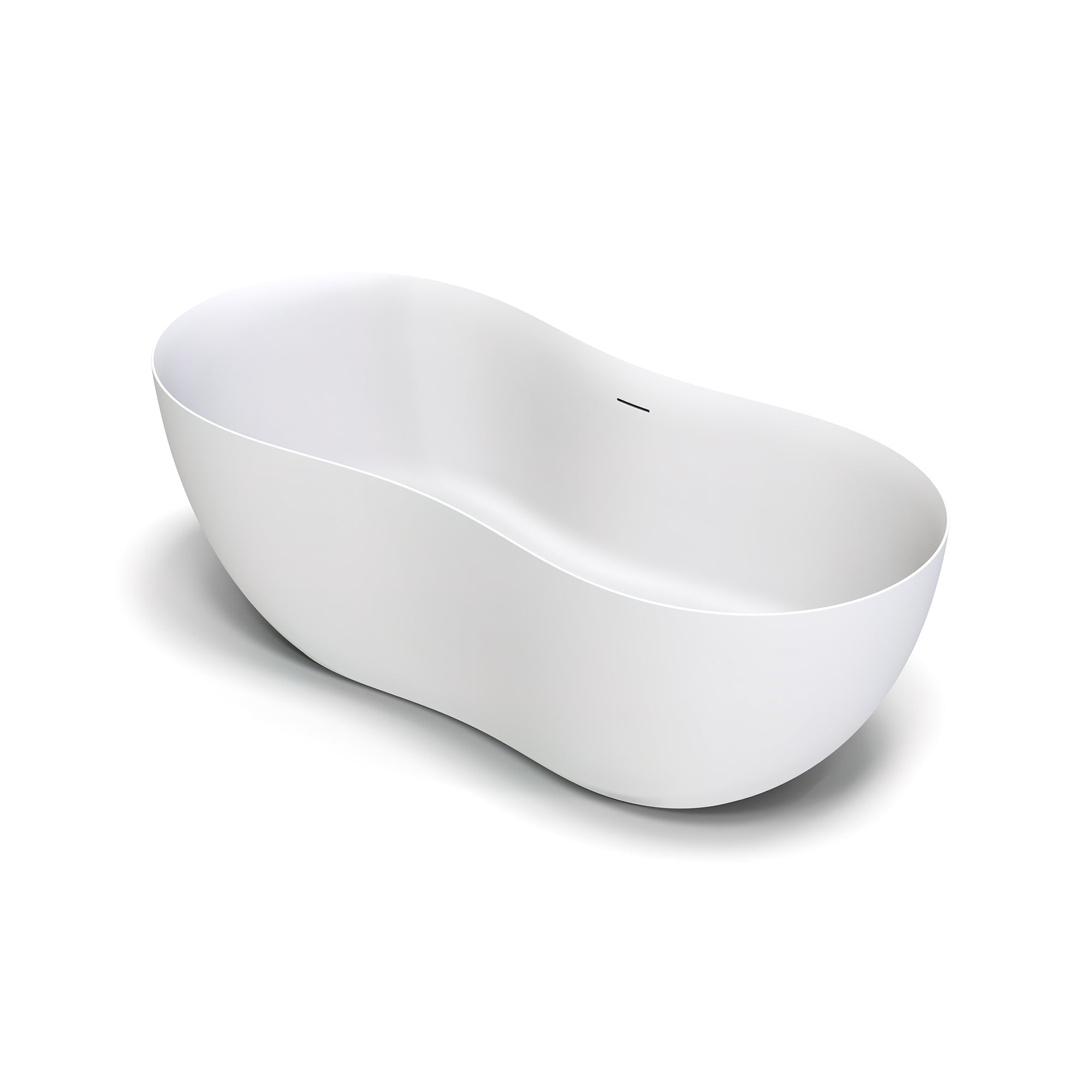 67" Freestanding Soaking Solid Surface Bathtub in White RX-S22-67