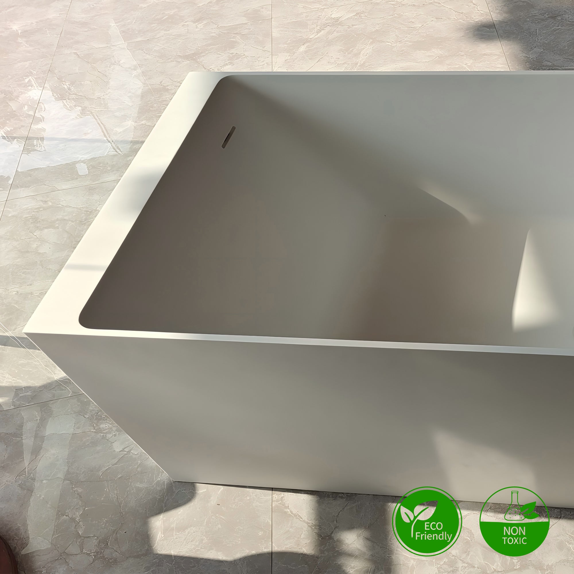 59" Freestanding Soaking Solid Surface Bathtub in White RX-S24-59