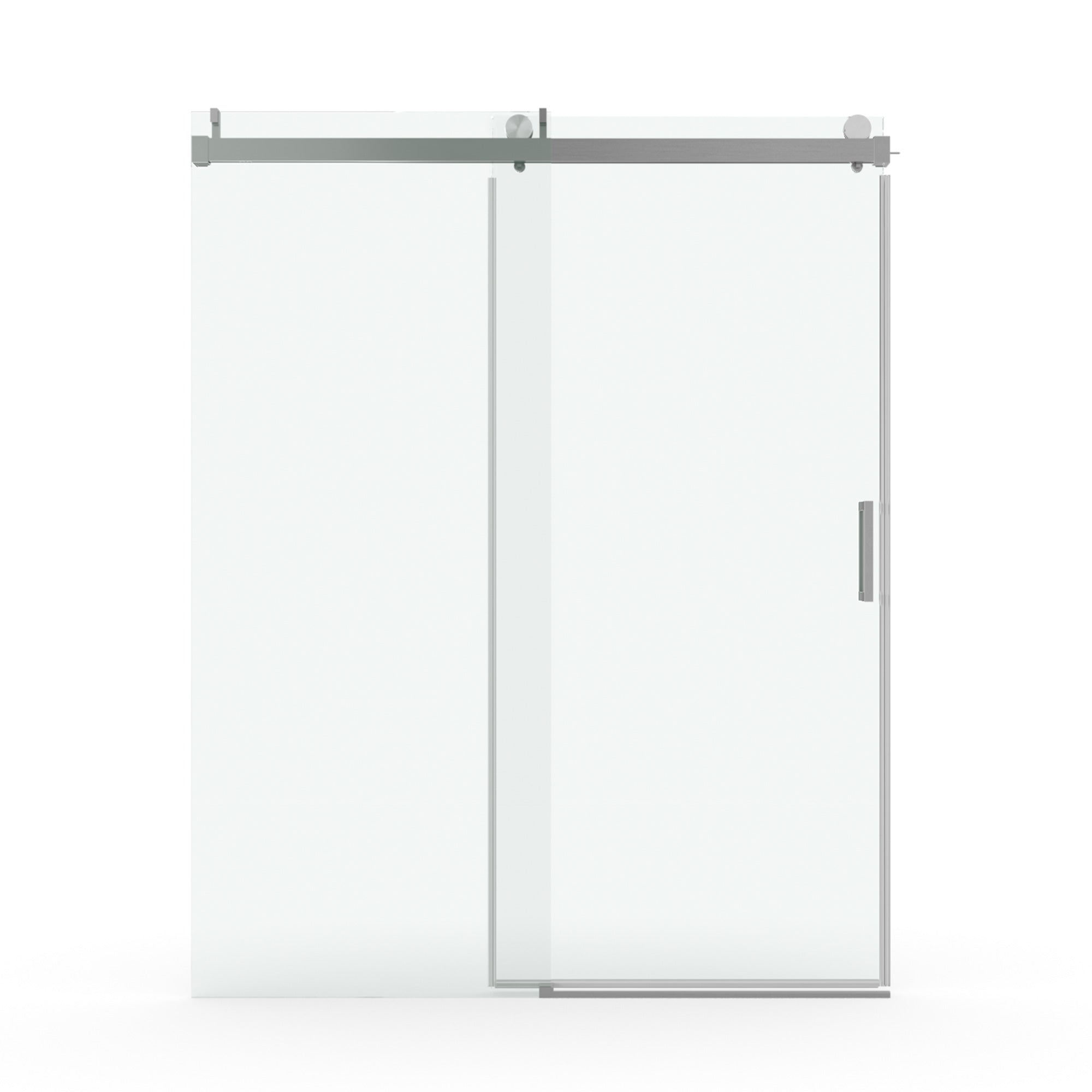 56 to 60 in. W x 76 in. H Sliding Frameless Shower Door with 3/8 Inch (10mm) Thick Tampered Glass in Brushed Nickel RX-SD01-6076BN