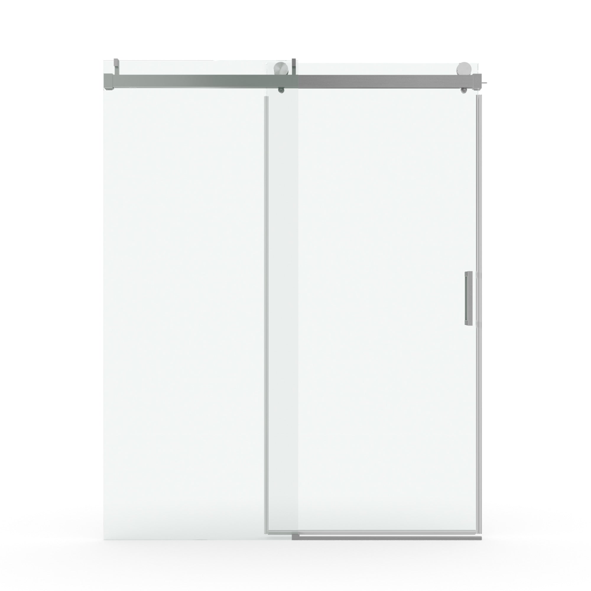 68 to 72 in. W x 76 in. H Sliding Frameless Shower Door with 3/8 Inch (10mm) Thick Tampered Glass in Brushed Nickel RX-SD01-7276BN