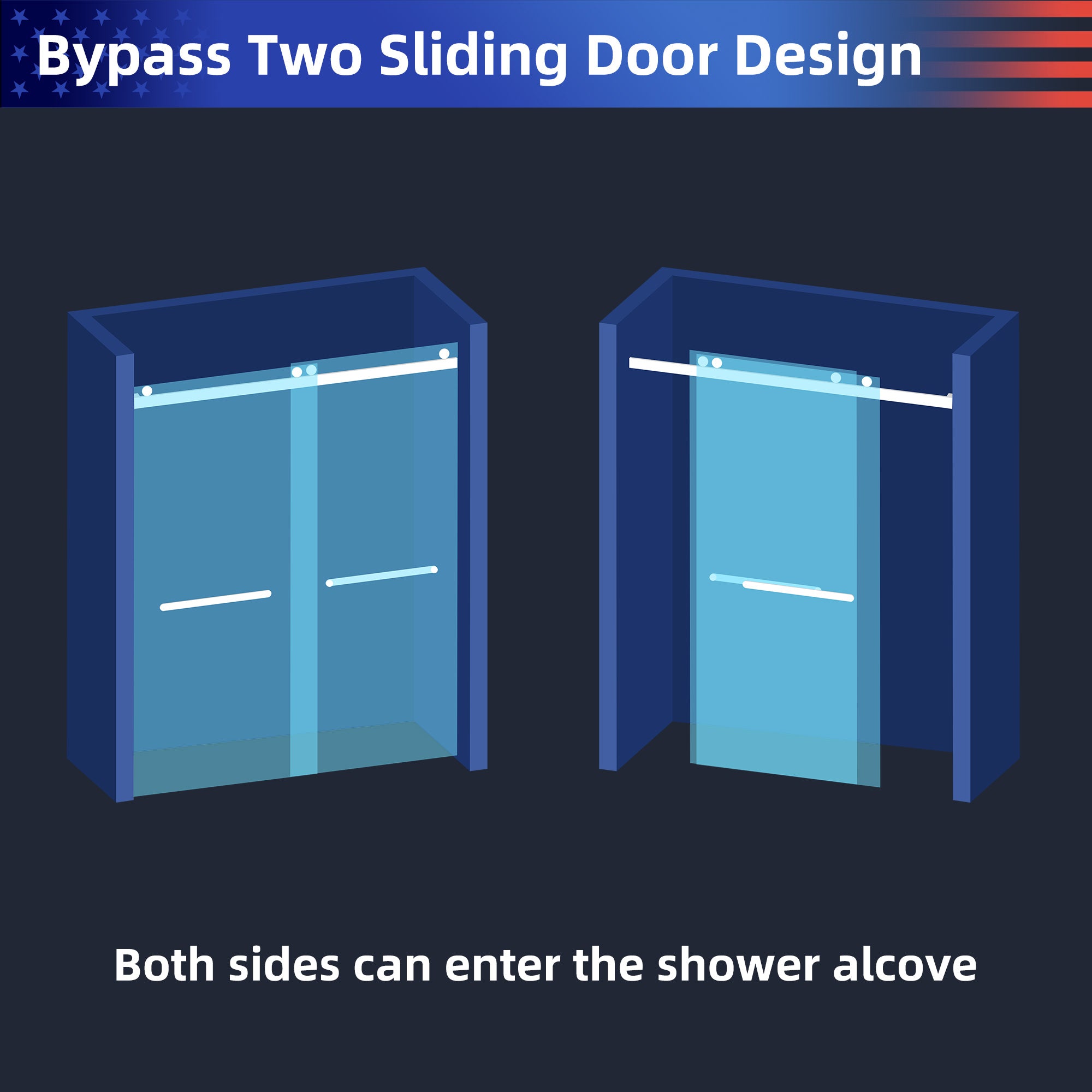 56 to 60 in. W x 76 in. H Sliding Frameless Shower Door with 3/8 Inch (10mm) Thick Tampered Glass in Matte Black RX-SD02-6076MB