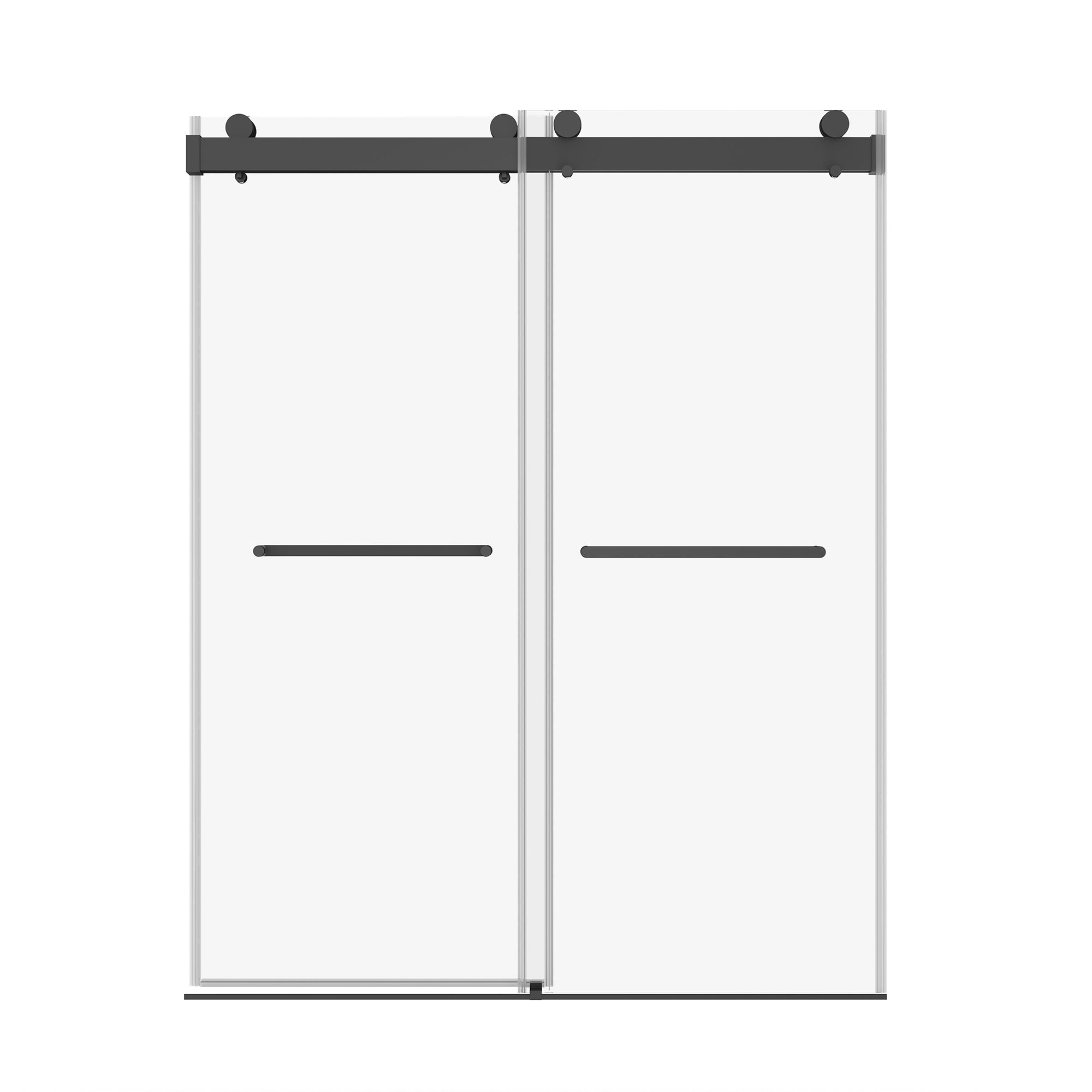 68 to 72 in. W x 76 in. H Sliding Frameless Shower Door with 3/8 Inch (10mm) Thick Tampered Glass in Matte Black RX-SD02-7276MB