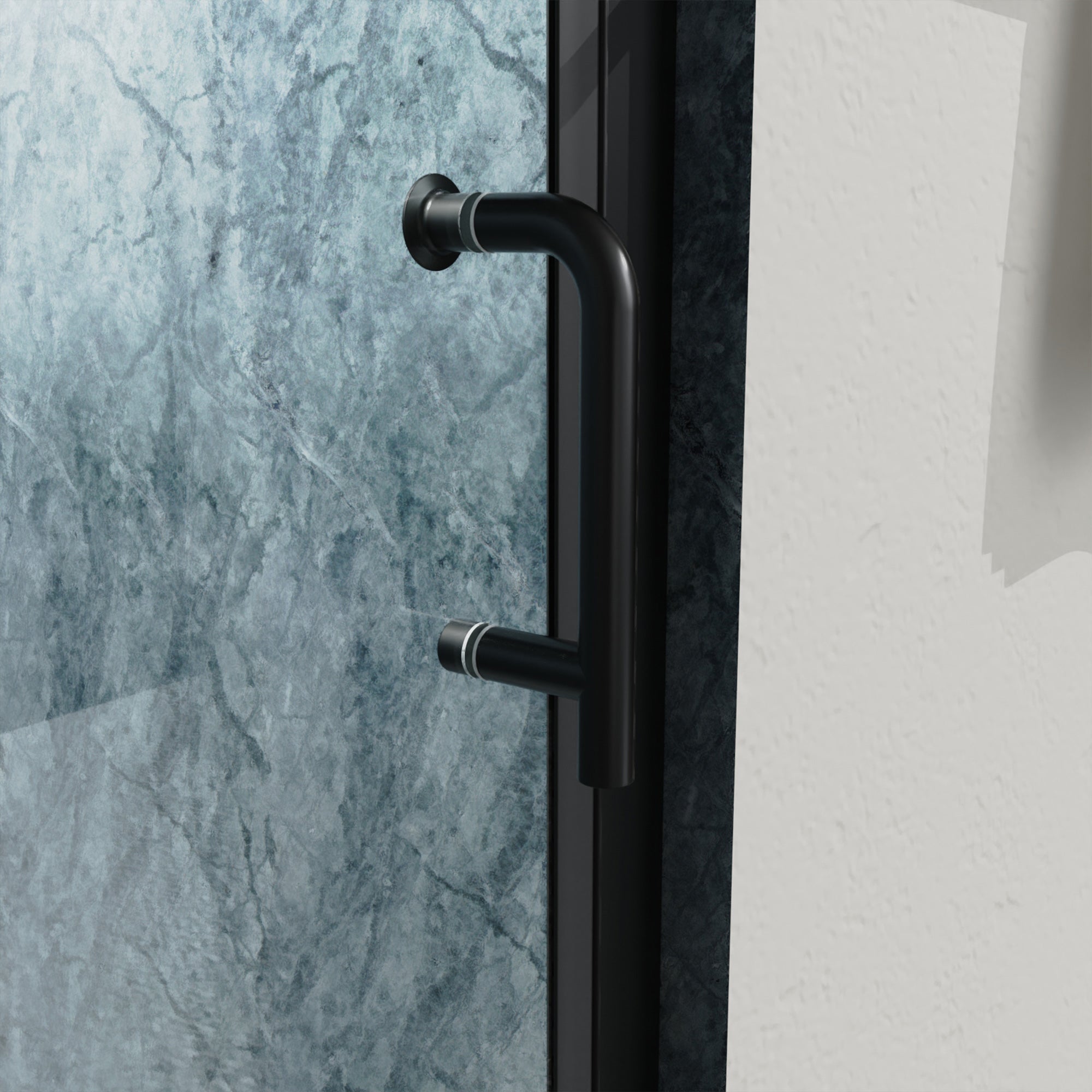 32 to 33-3/8 in. W x 72 in. H Semi-Frameless Pivot Shower Door in Matte Black RX-SD04-3272MB