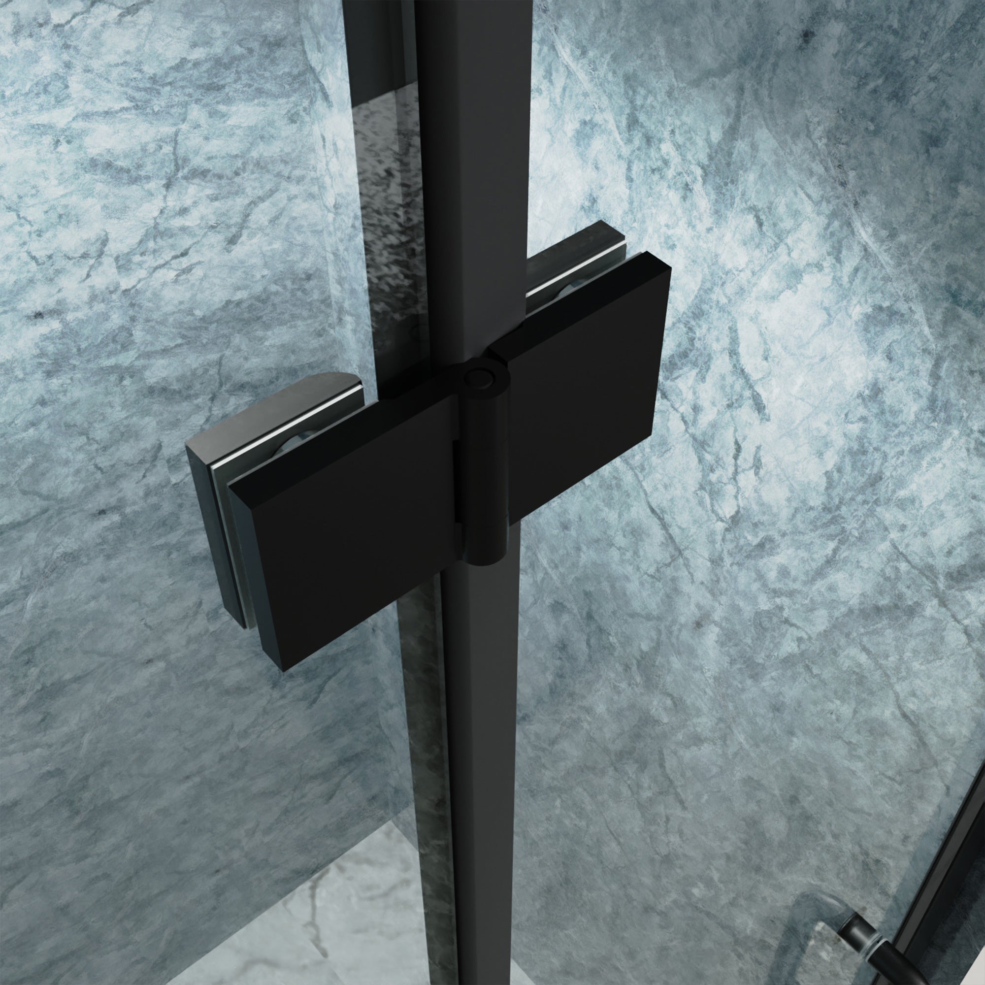 36 to 37-3/8 in. W x 72 in. H Semi-Frameless Bi-Fold Shower Doors in Matte Black RX-SD05-3672MB