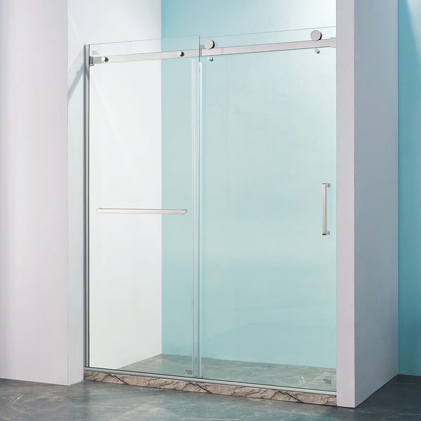 56 to 60 in. W x 75 in. H Sliding Semi-Frameless Shower Door with 5/16 Inch (8mm) Thick Tampered Glass RX-SD09