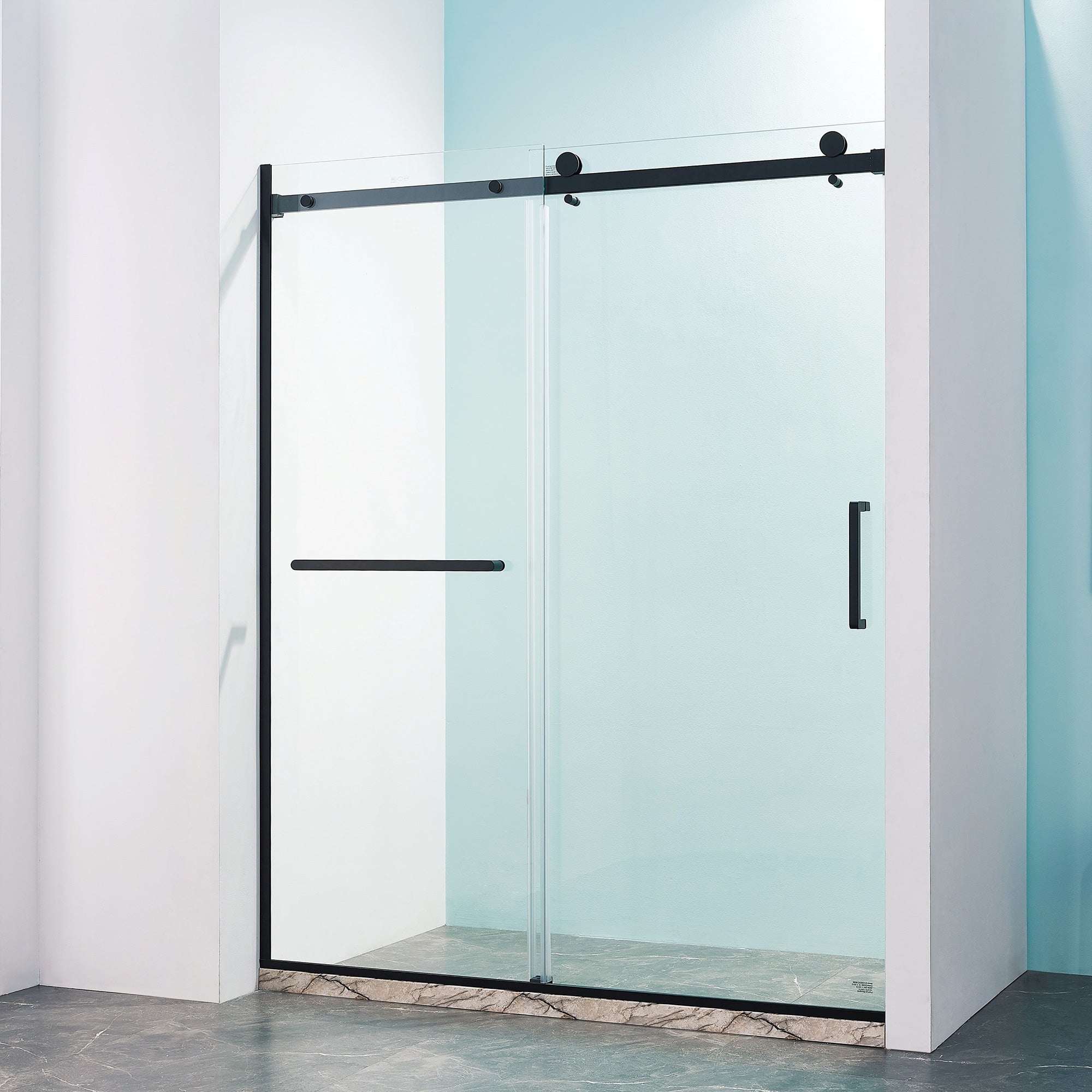 56 to 60 in. W x 75 in. H Sliding Semi-Frameless Shower Door with 5/16 Inch (8mm) Thick Tampered Glass RX-SD09