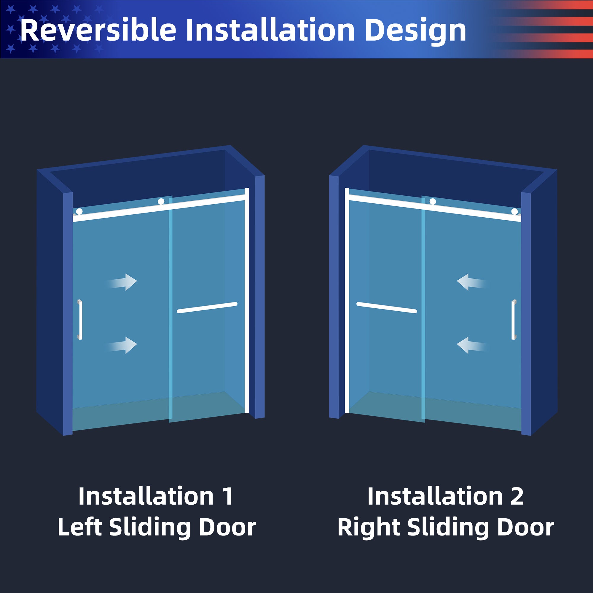 56 to 60 in. W x 75 in. H Sliding Semi-Frameless Shower Door with 5/16 Inch (8mm) Thick Tampered Glass RX-SD09