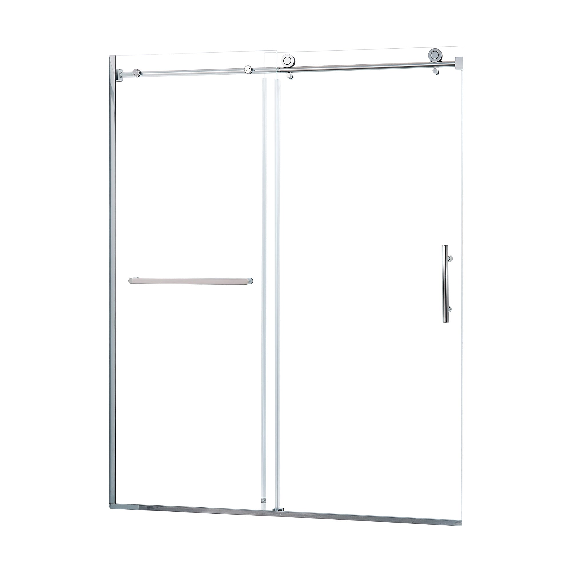 56 to 60 in. W x 75 in. H Sliding Semi-Frameless Shower Door with 5/16 Inch (8mm) Thick Tampered Glass in Brushed Nickel RX-SD11