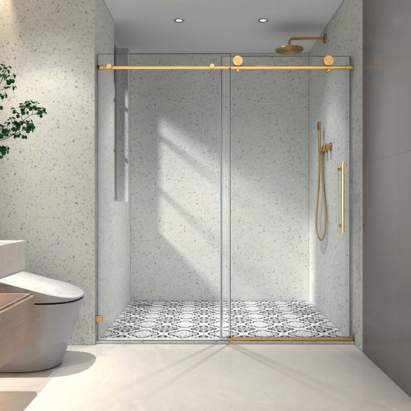 55 to 60 in. W x 76 in. H Sliding Frameless Shower Door with 5/16 Inch (8mm) Thick Tampered Glass RX-SD14