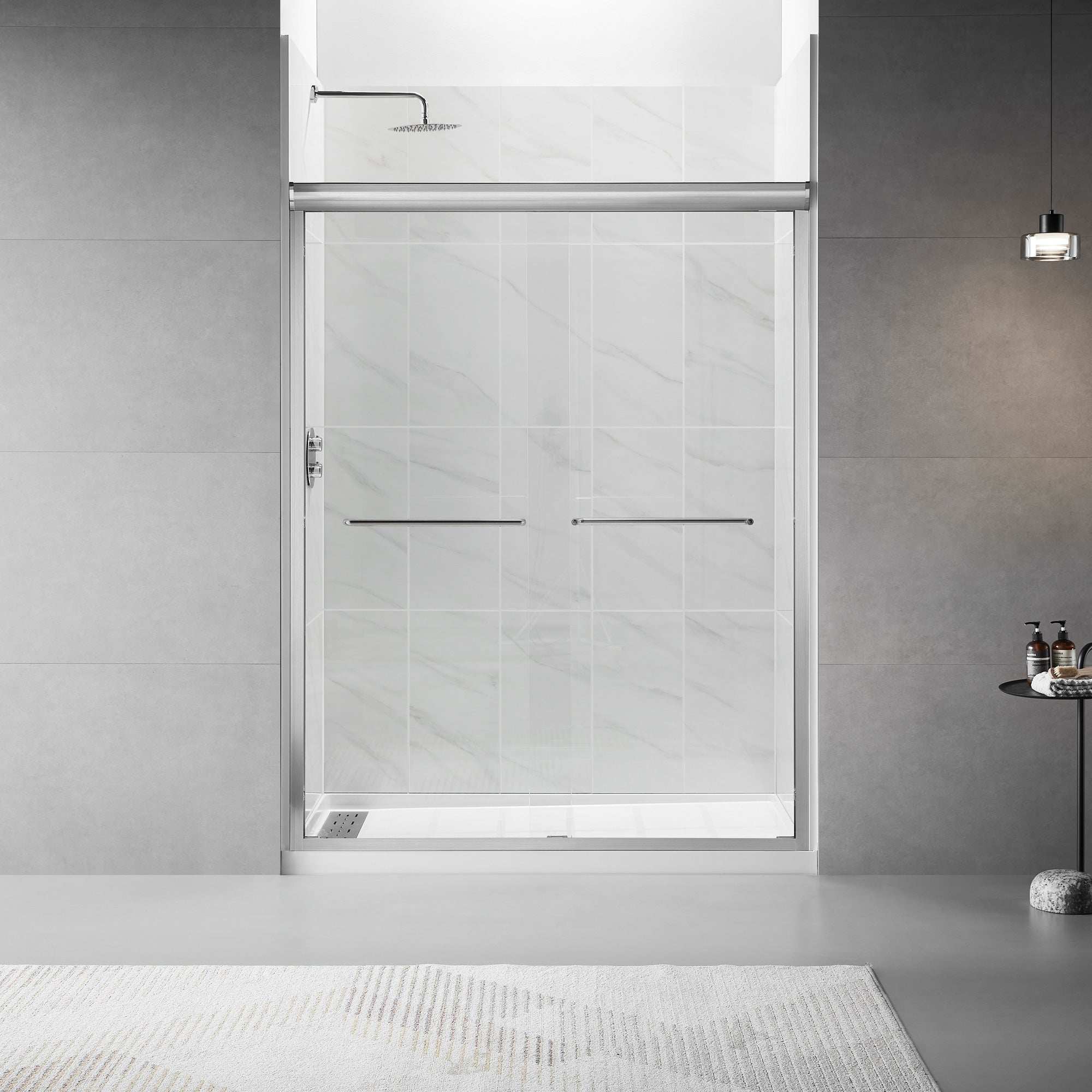 56 to 60 in. W x 75 in. H Sliding Framed Shower Door with 1/4 Inch (6mm) Thick Tampered Glass RX-SD15