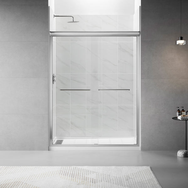 56 to 60 in. W x 75 in. H Sliding Framed Shower Door with 1/4 Inch (6mm) Thick Tampered Glass RX-SD15