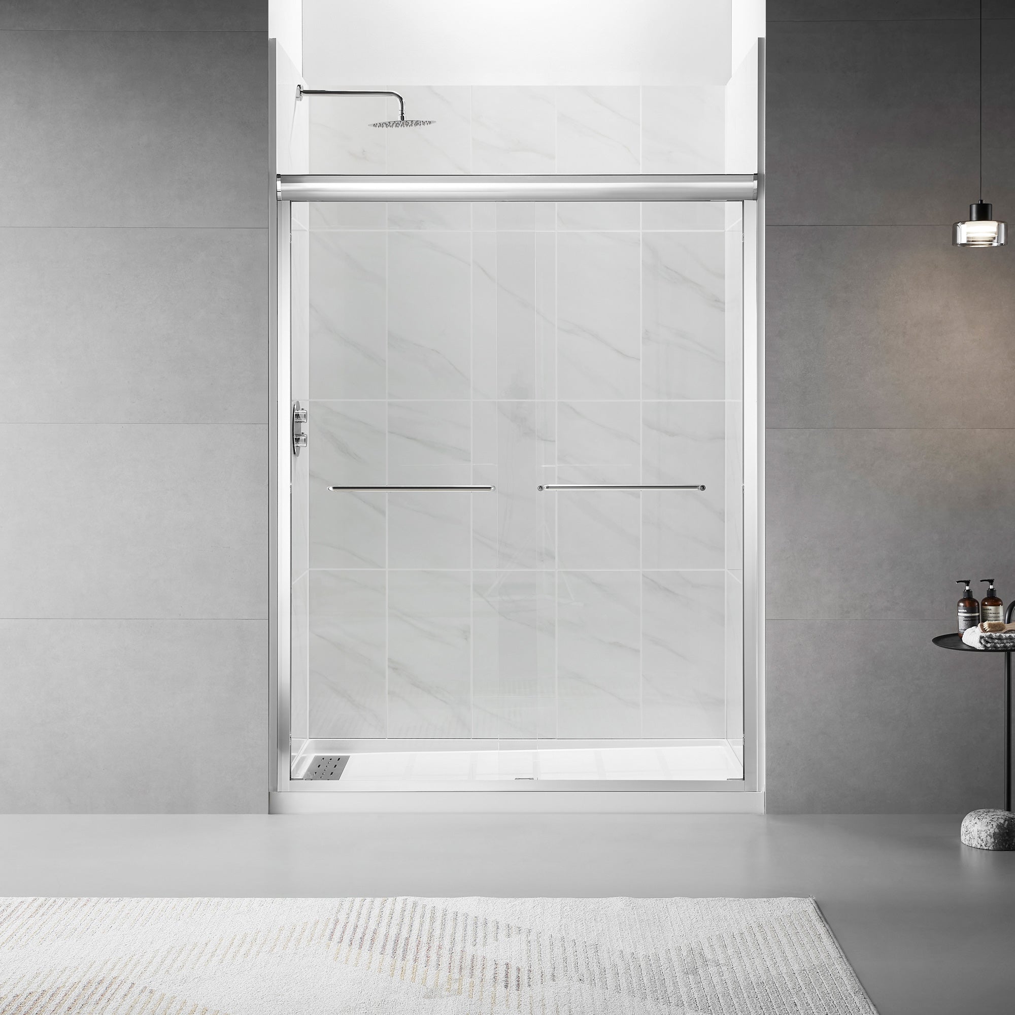 56 to 60 in. W x 75 in. H Sliding Framed Shower Door with 1/4 Inch (6mm) Thick Tampered Glass RX-SD15