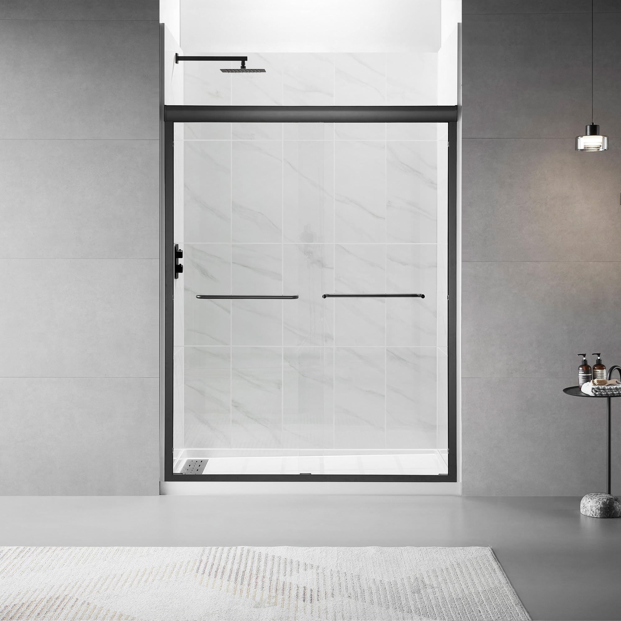 56 to 60 in. W x 75 in. H Sliding Framed Shower Door with 1/4 Inch (6mm) Thick Tampered Glass RX-SD15