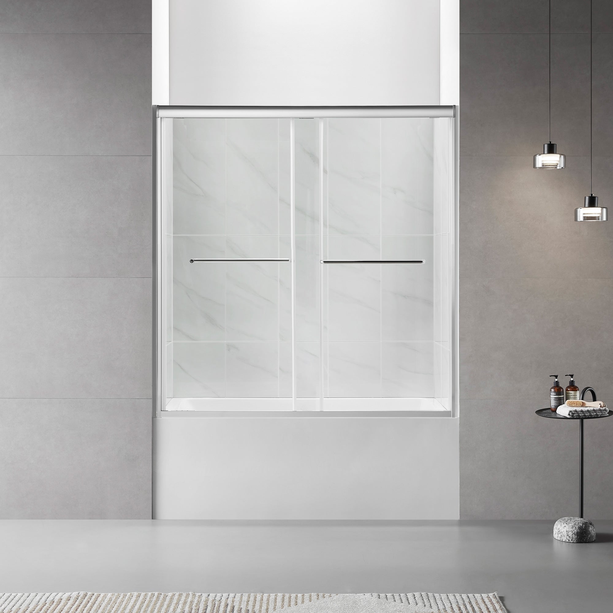 56 to 60 in. W x 60 in. H Sliding Framed Shower Door with 1/4 Inch (6mm) Thick Tampered Glass RX-SD17