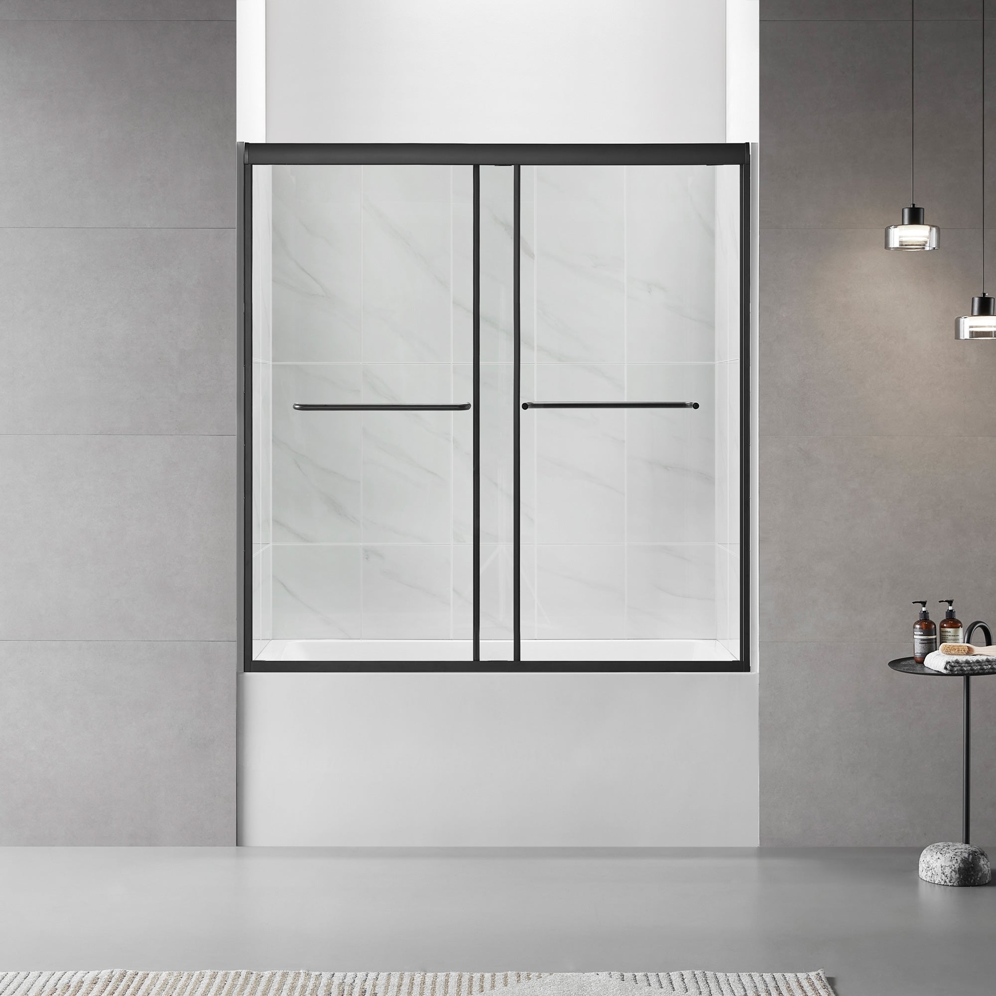 56 to 60 in. W x 60 in. H Sliding Framed Shower Door with 1/4 Inch (6mm) Thick Tampered Glass RX-SD17