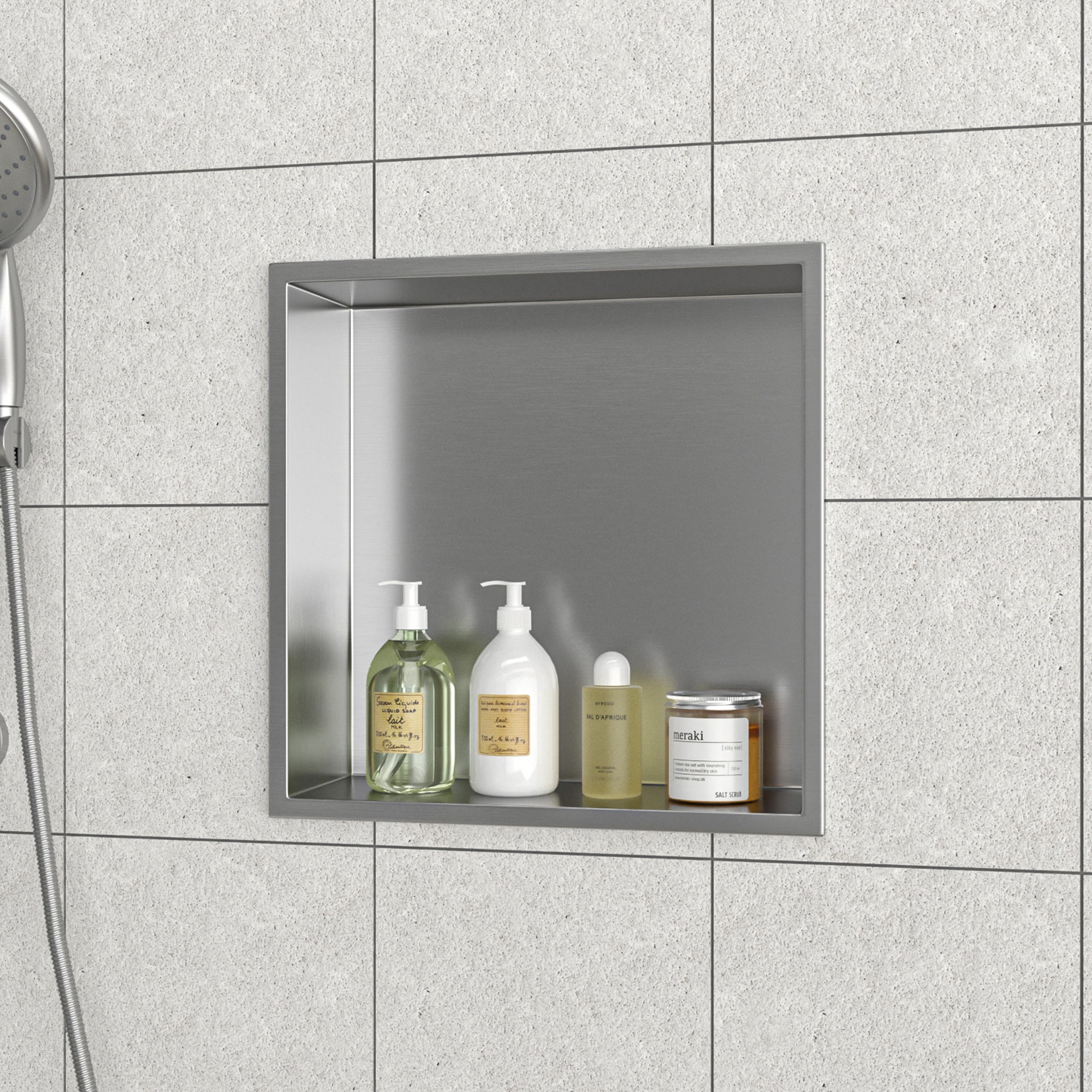 13" W × 13" H Stainless Steel Wall Niche Rectangular Recessed Shower Niche, No Tile Needed RX-SN01