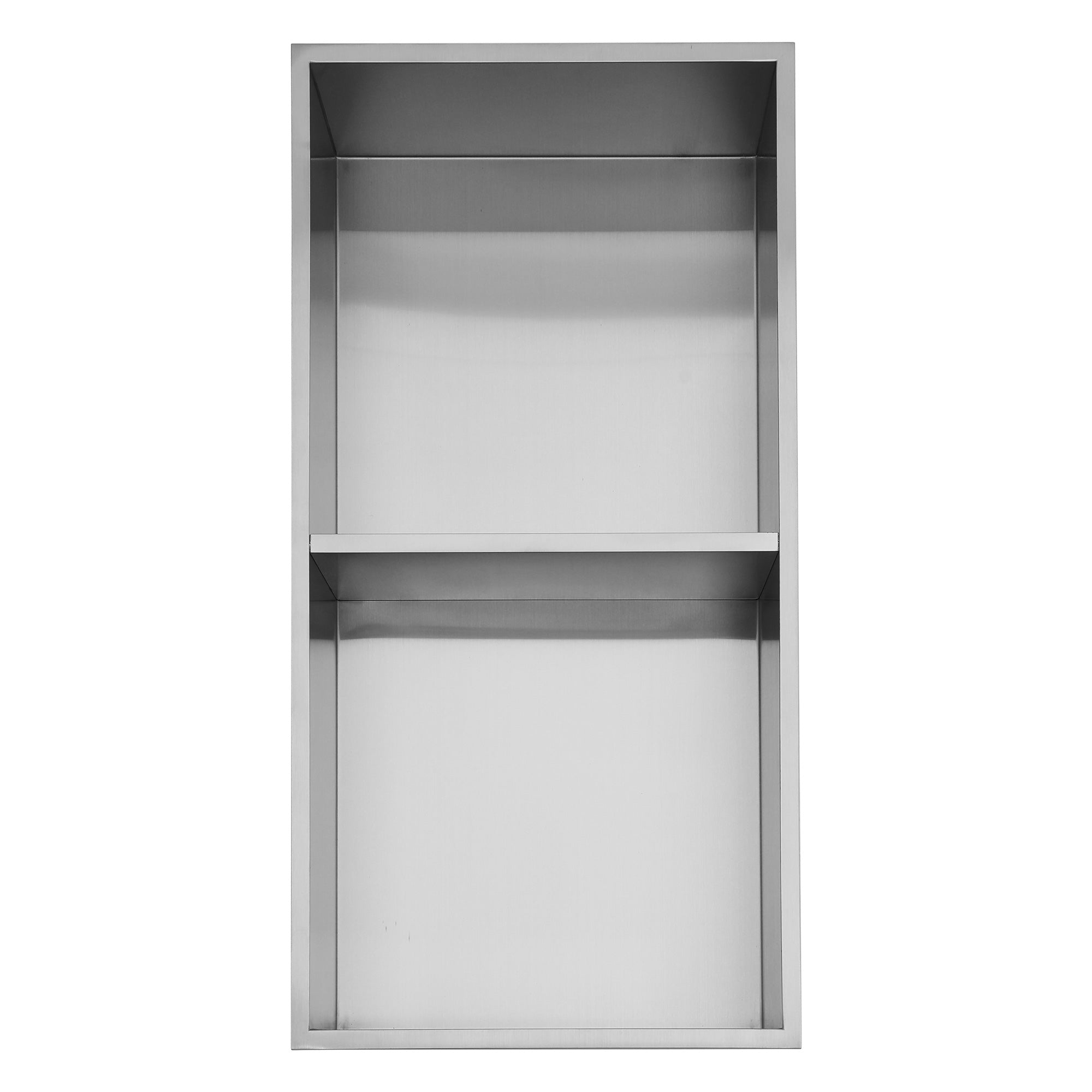 13" W × 25" H Stainless Steel Wall Niche Double Shelf Rectangular Recessed Shower Niche, No Tile Needed RX-SN02