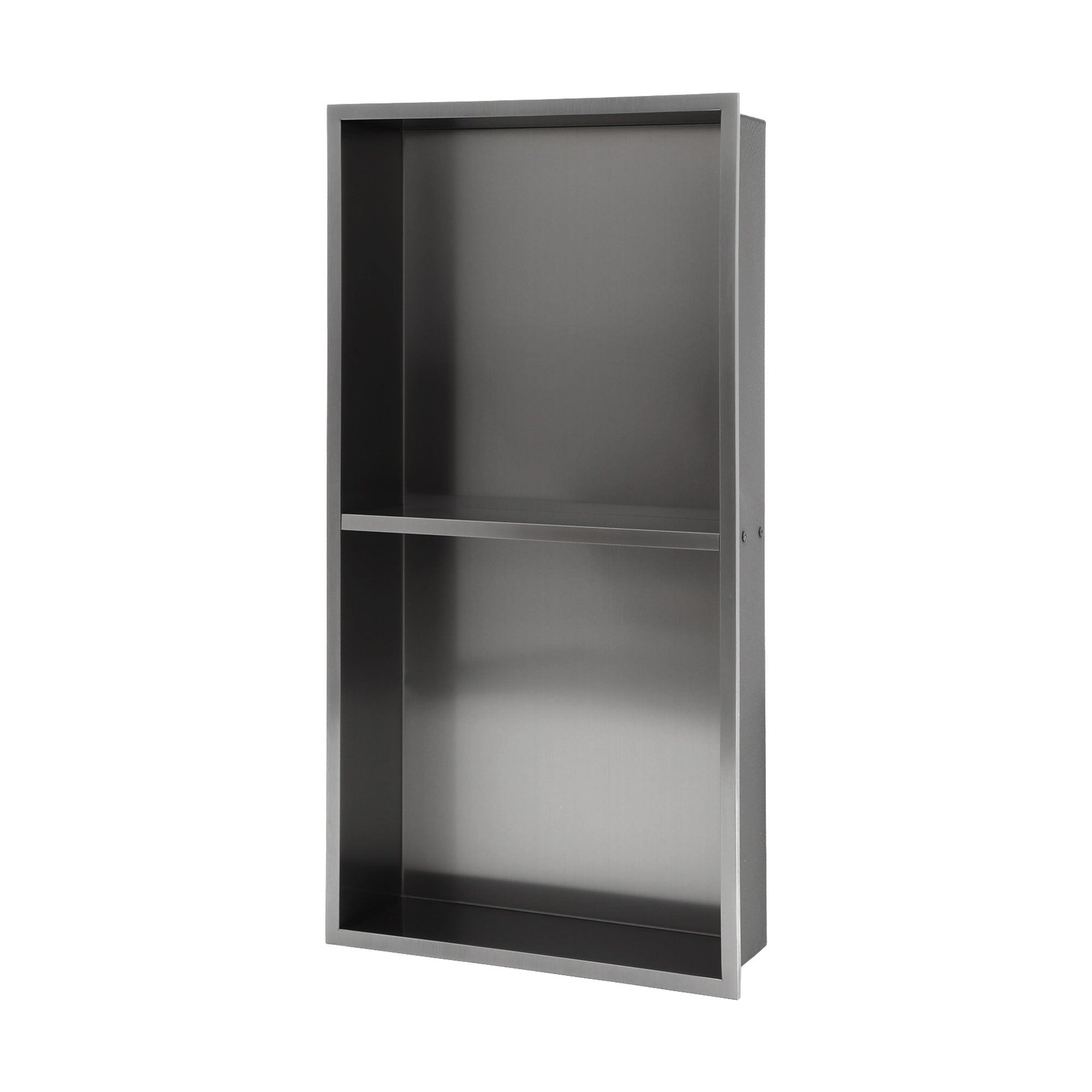 13" W × 25" H Stainless Steel Wall Niche Double Shelf Rectangular Recessed Shower Niche, No Tile Needed RX-SN02