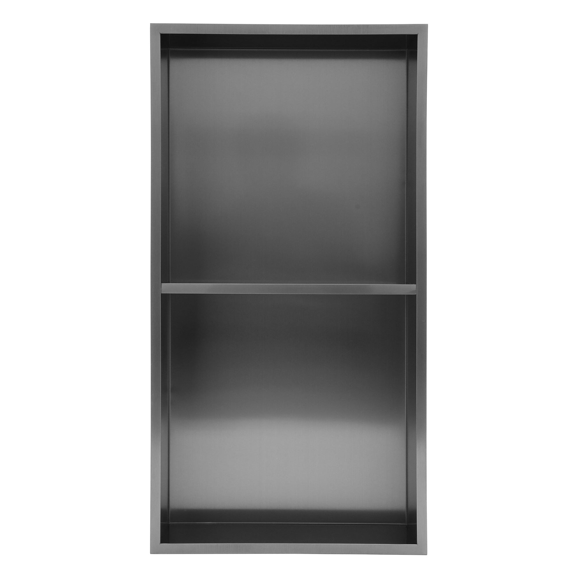 13" W × 25" H Stainless Steel Wall Niche Double Shelf Rectangular Recessed Shower Niche, No Tile Needed RX-SN02